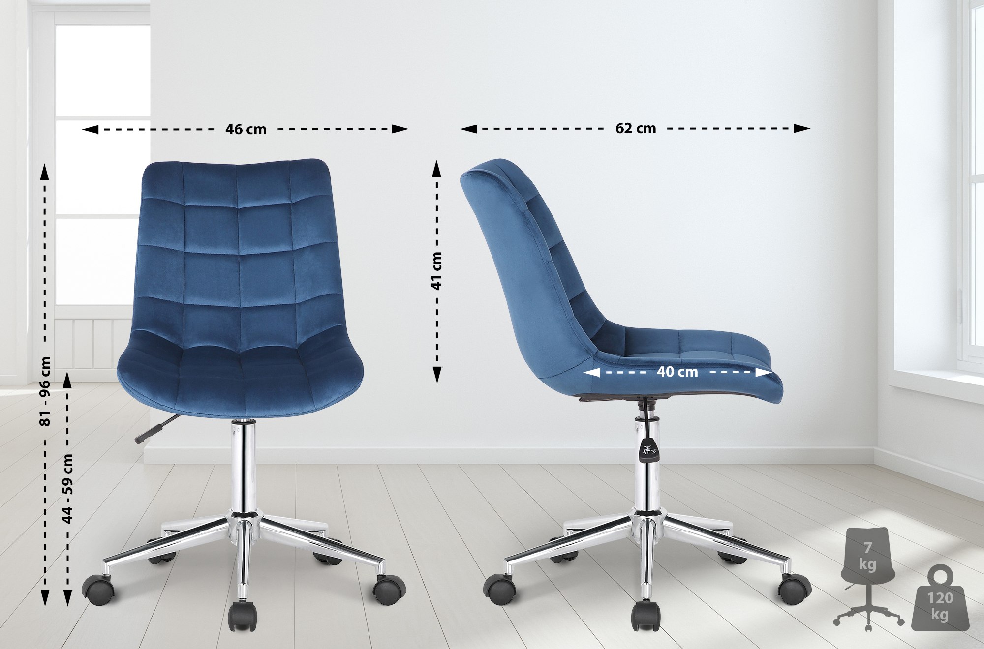 Silla de oficina Medford en terciopelo