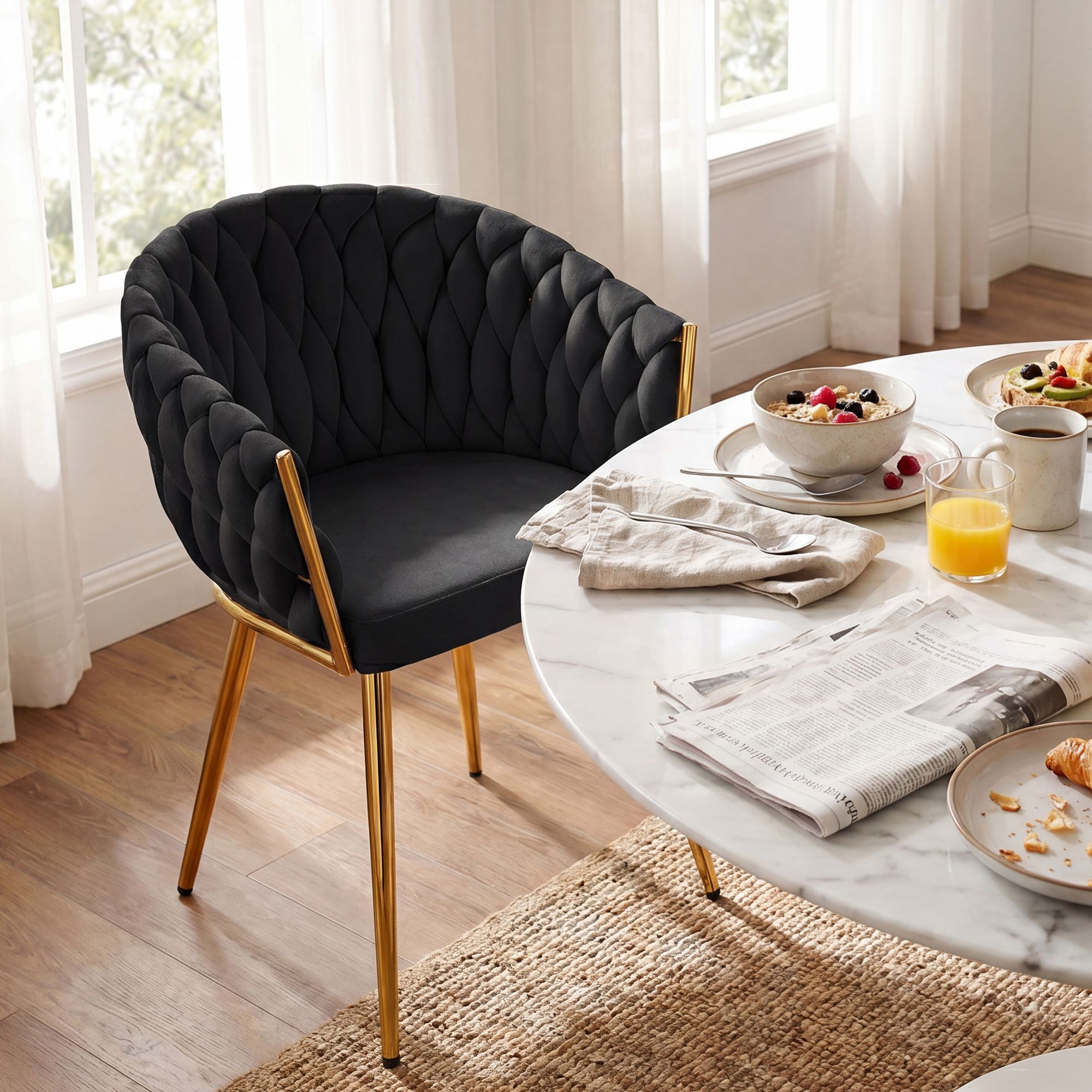 Silla de comedor Molise terciopelo dorado elegante y cómoda para tu hogar