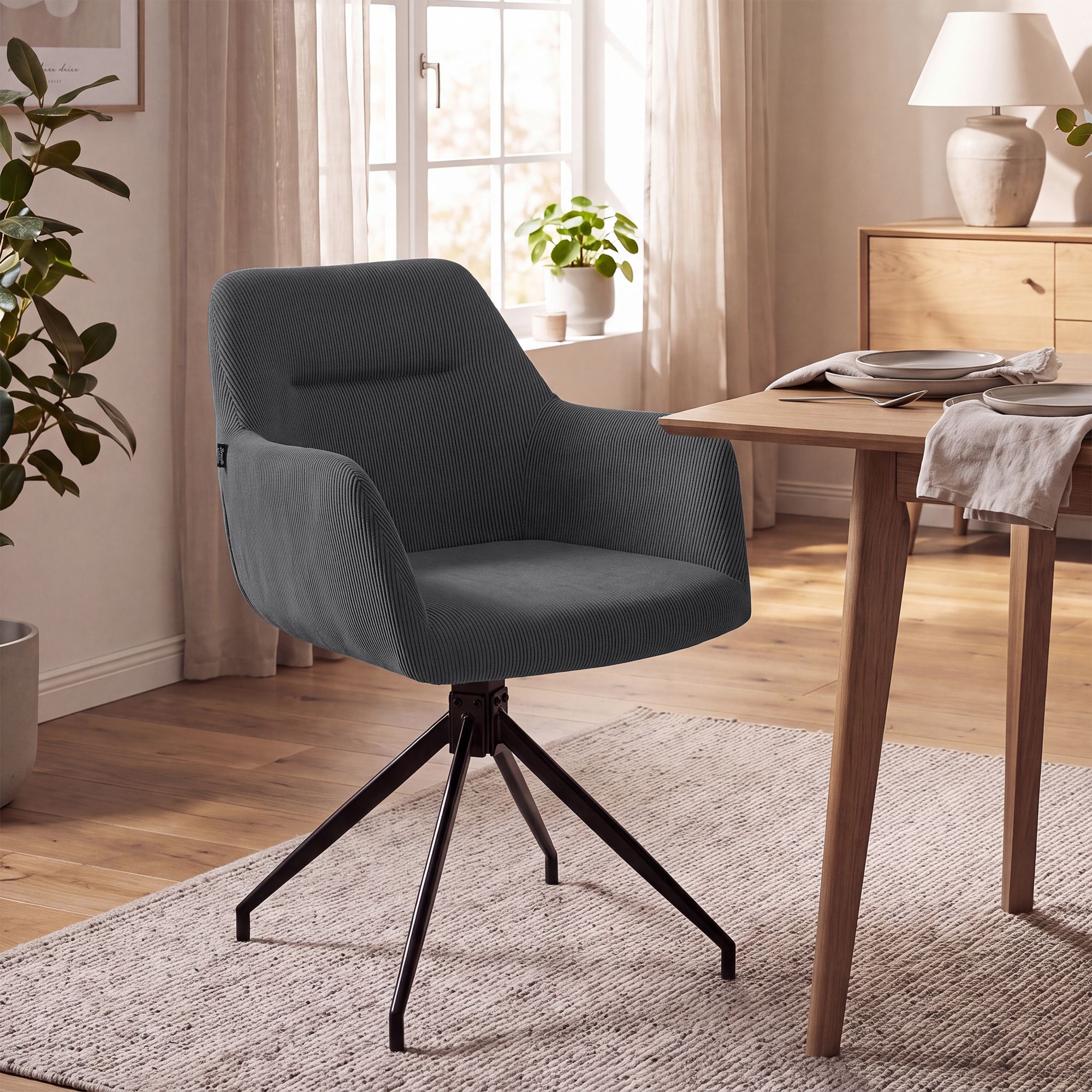 Silla de comedor Merlinda de pana