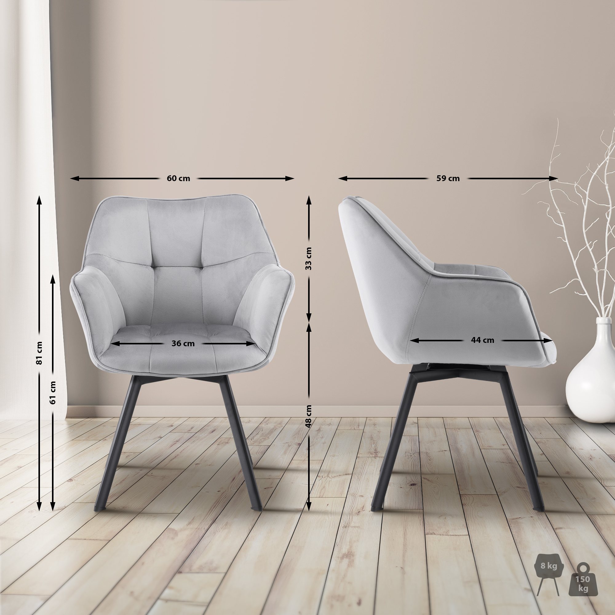 Silla de comedor de terciopelo Jordi