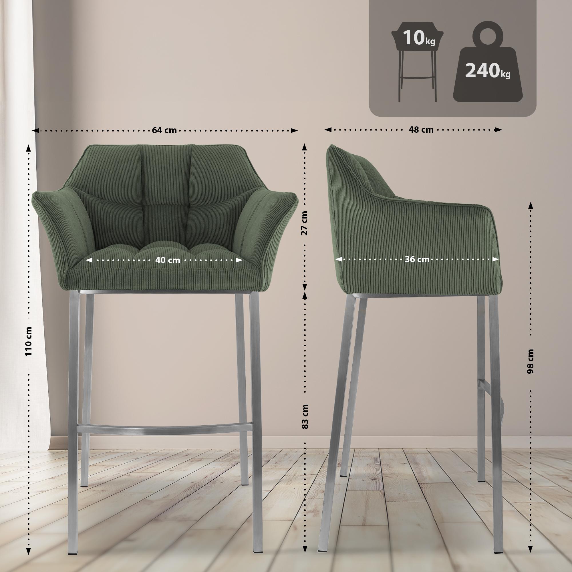 Taburete de bar Damaso Cord con base de cuatro patas