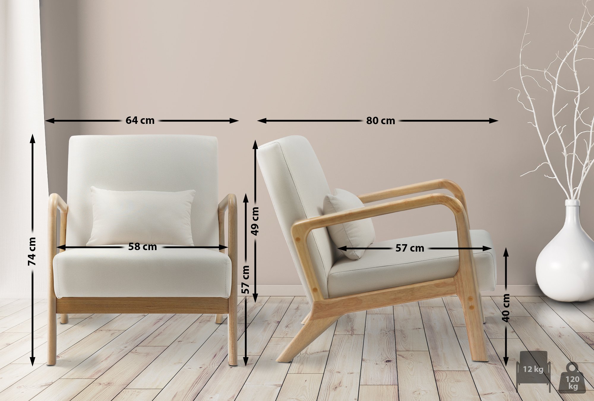 Sillón Hibbing con tapizado de tela