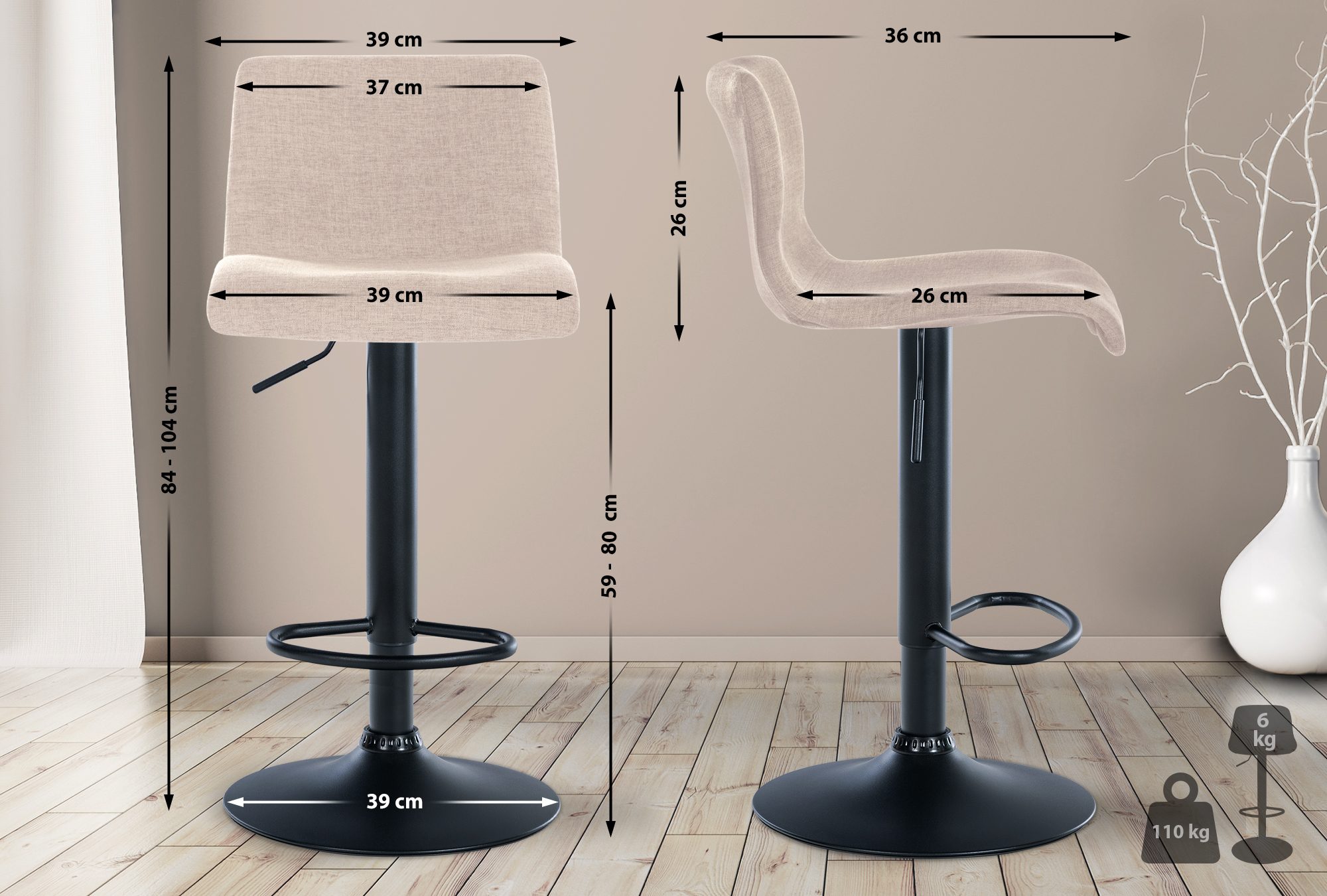 Set de 2 Taburetes de bar Branford