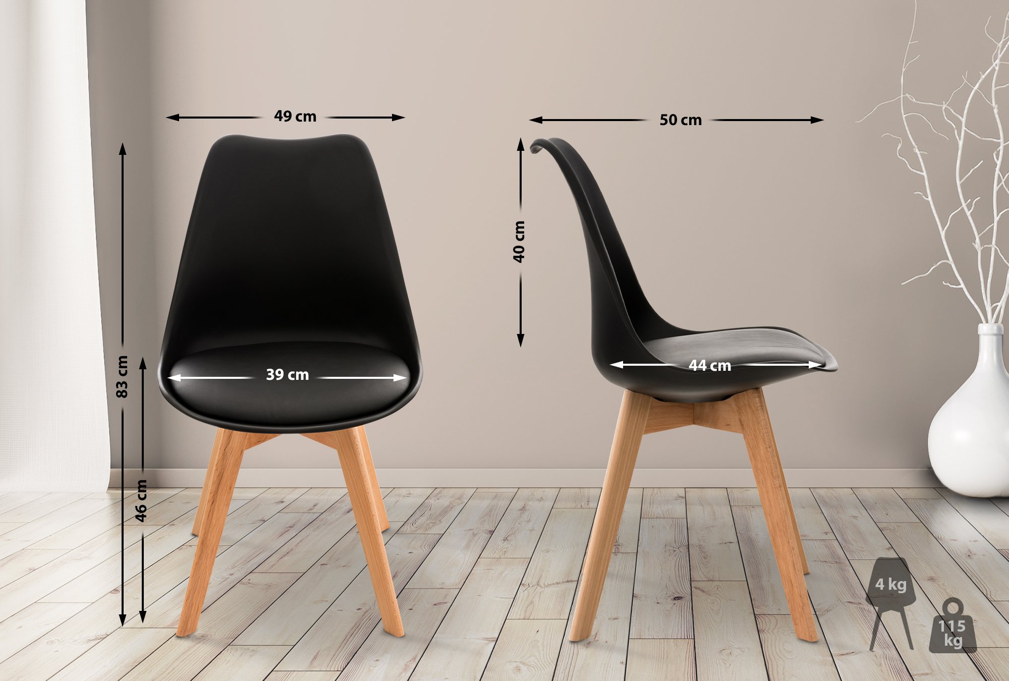 Set De 4 Sillas De Comedor Linares
