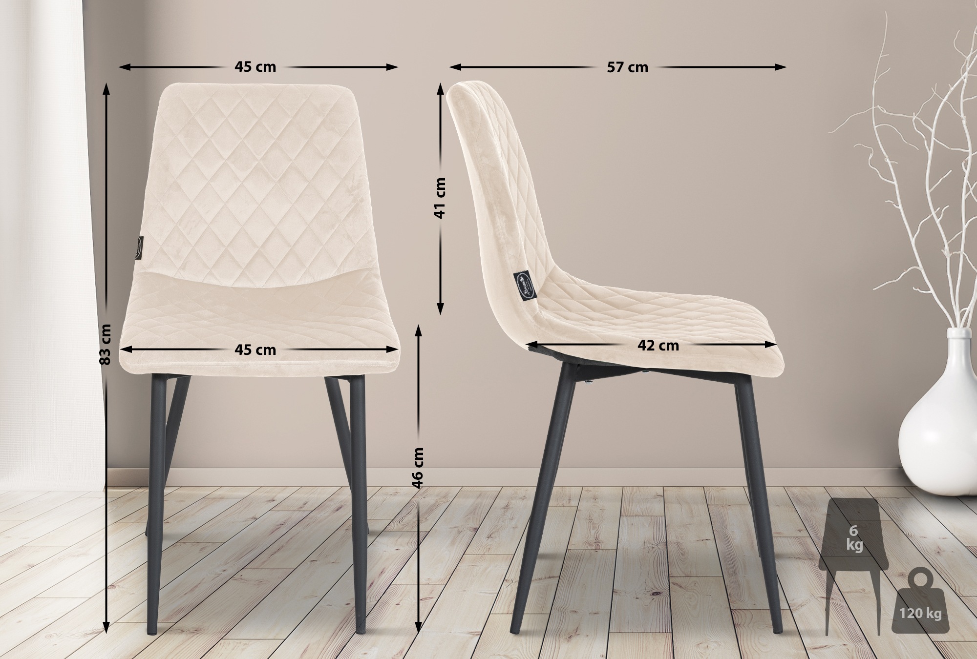 Silla de comedor Telde de terciopelo