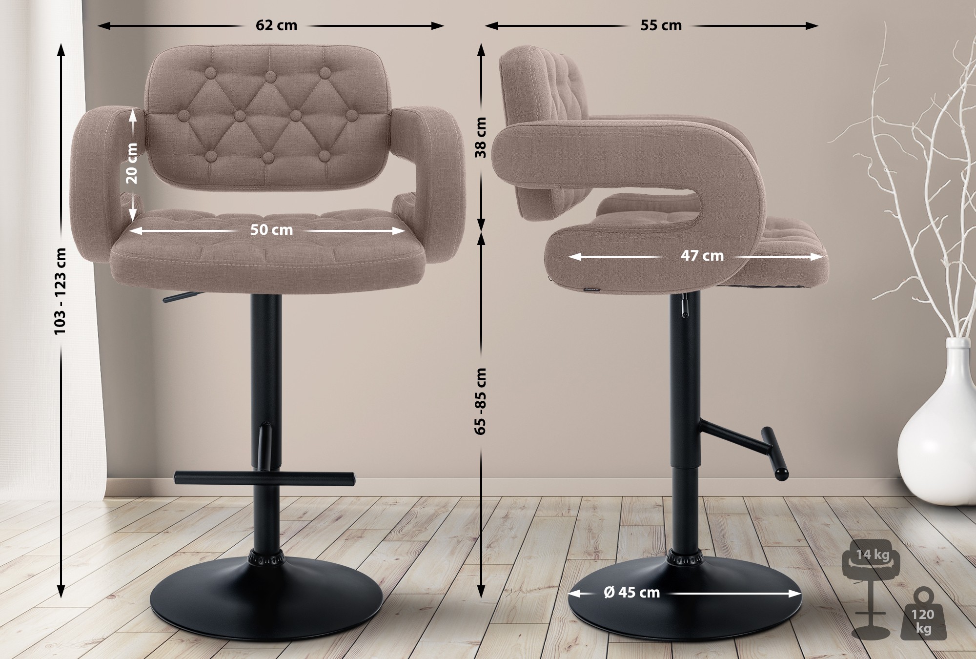 Taburete de Bar Dublin en Tela