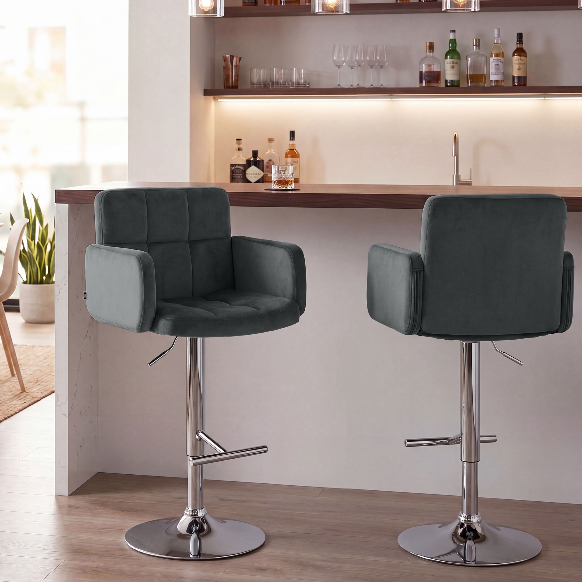 Lote de 2 taburetes de bar Los Angeles terciopelo