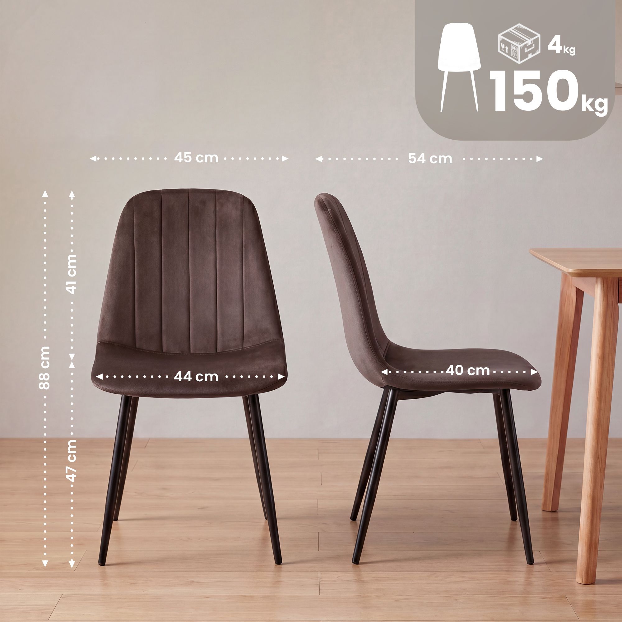Silla de comedor Baxter de terciopelo