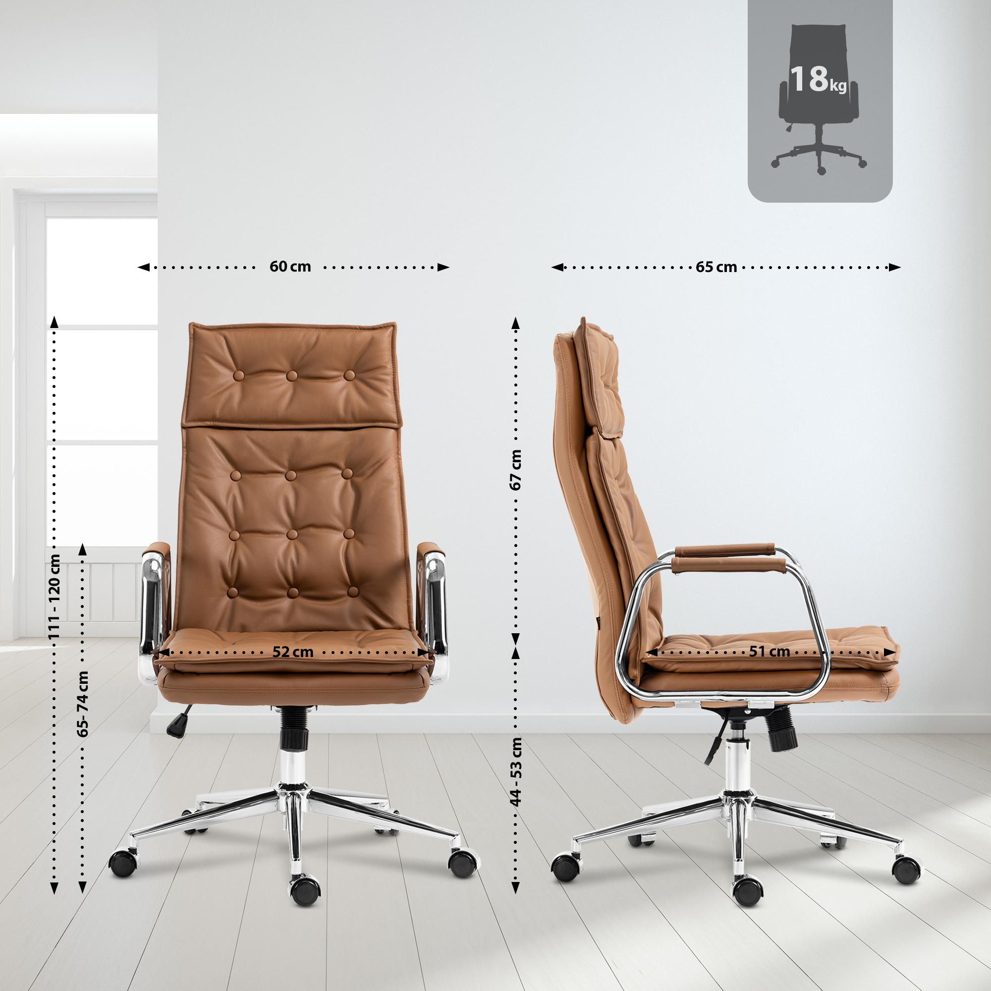 Silla de oficina Sotira de cuero genuino