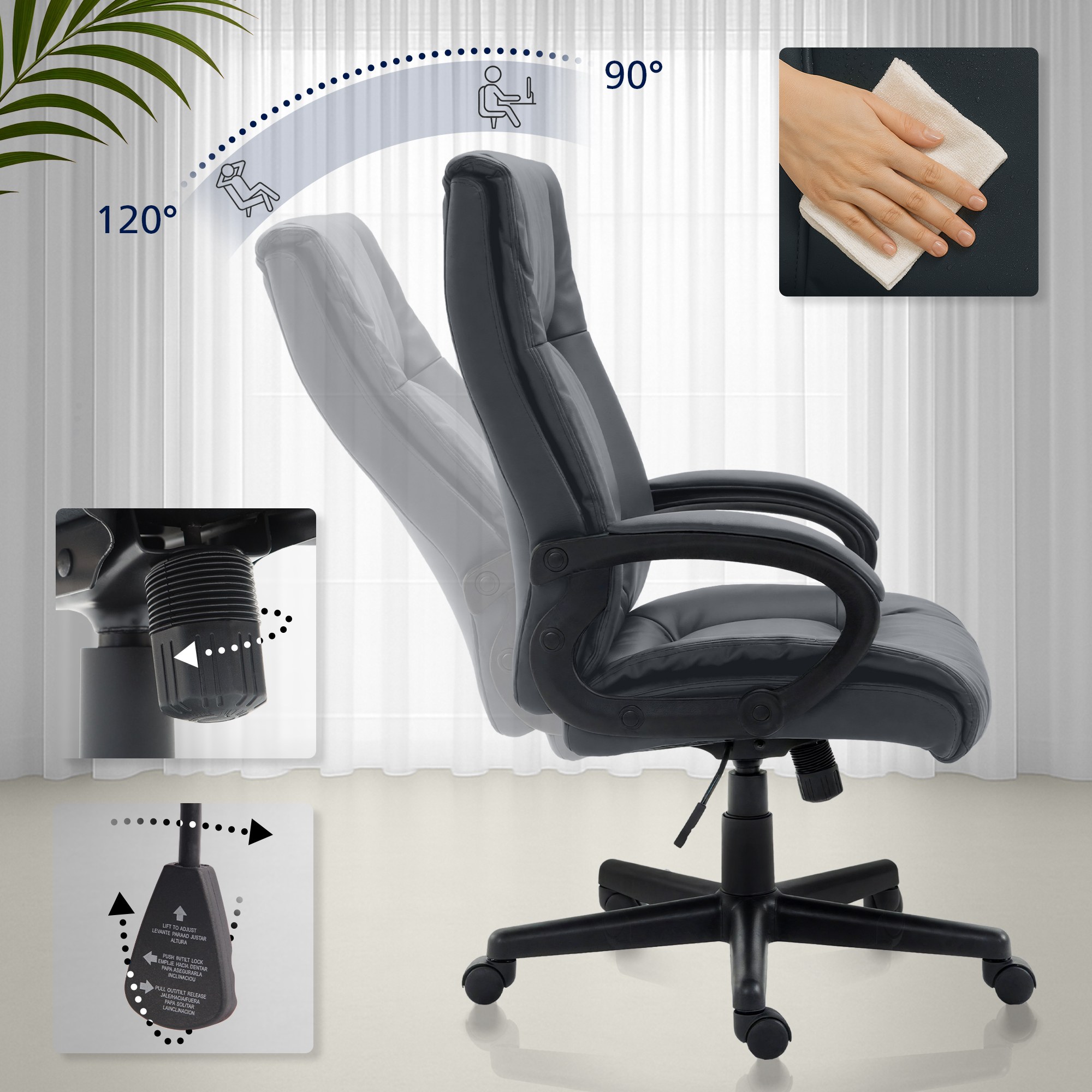 Silla de oficina XL Sparta imitación cuero