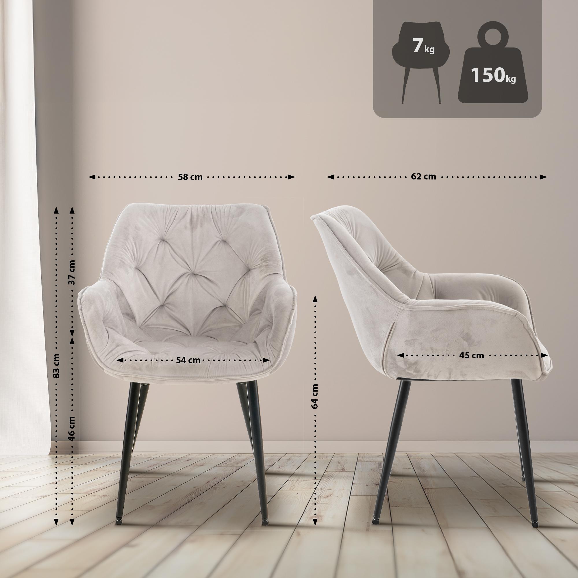 Set de 4 sillas Tanna de salón en terciopelo