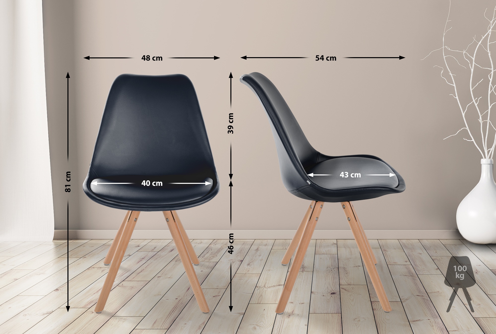 Set de 4 Sillas de comedor Sofia en polipiel
