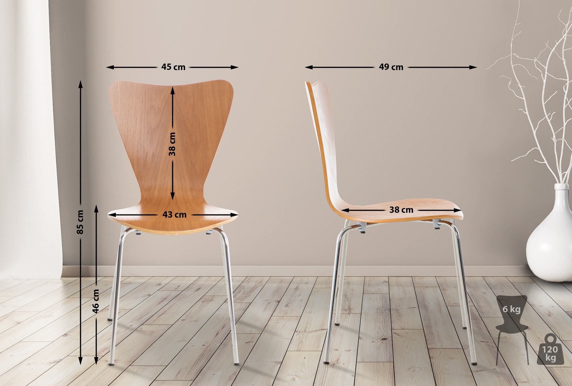 Silla de Visita Apilable Calisto Roble