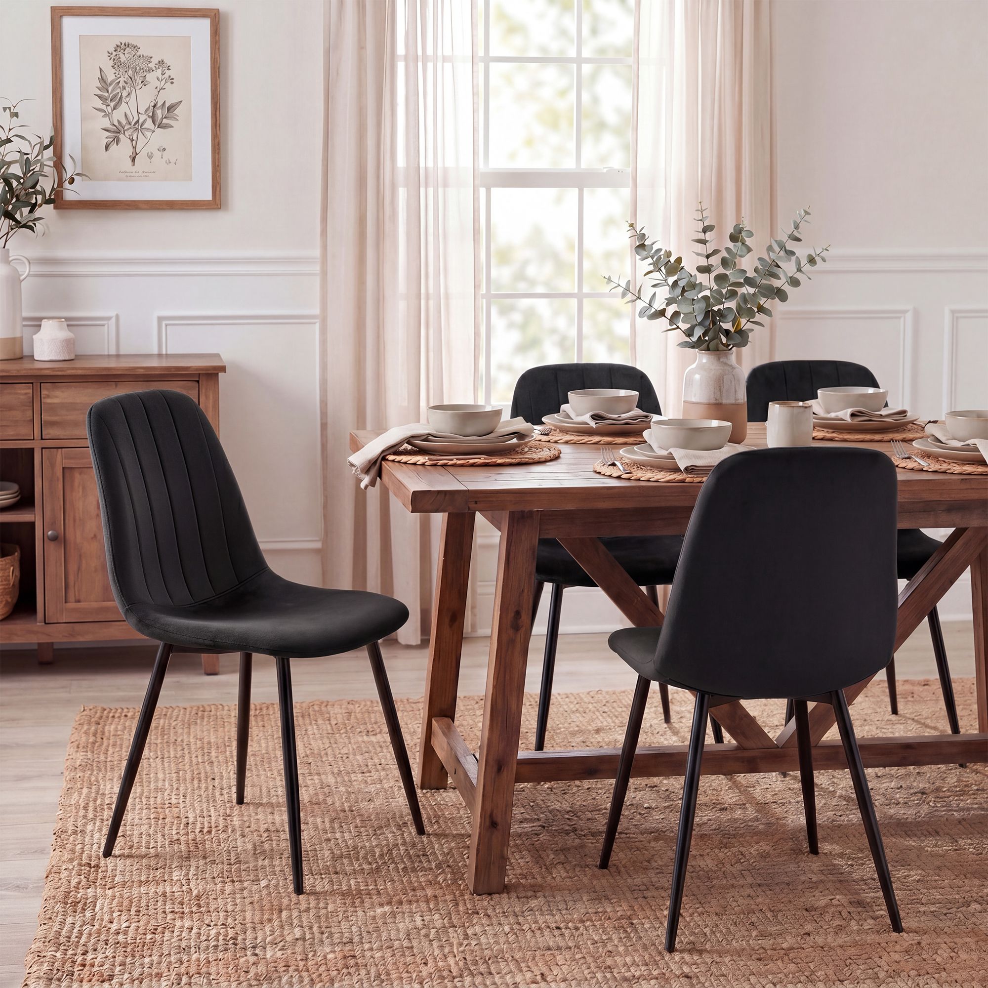 Silla de comedor Baxter de terciopelo