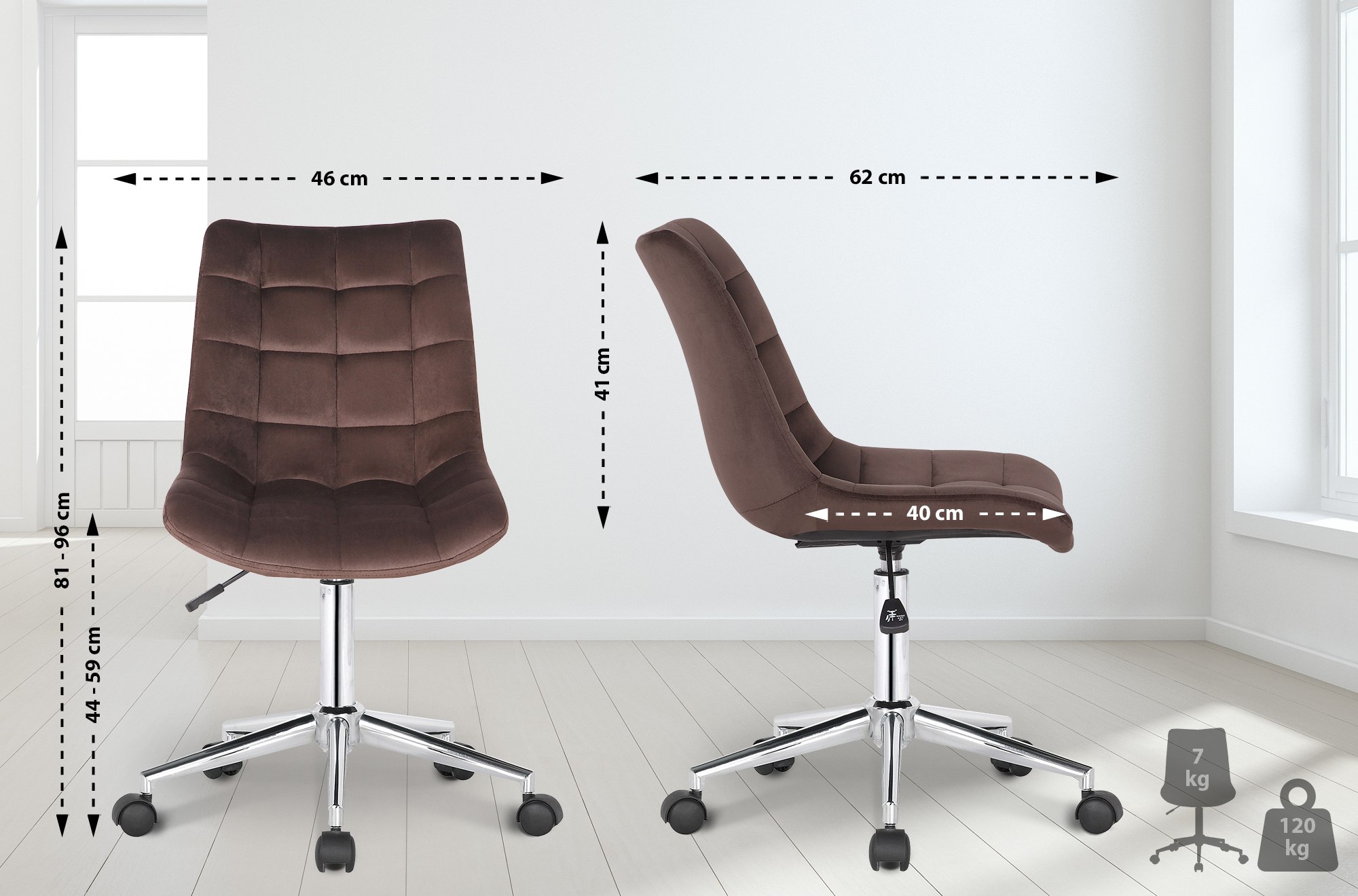 Silla de oficina Medford en terciopelo