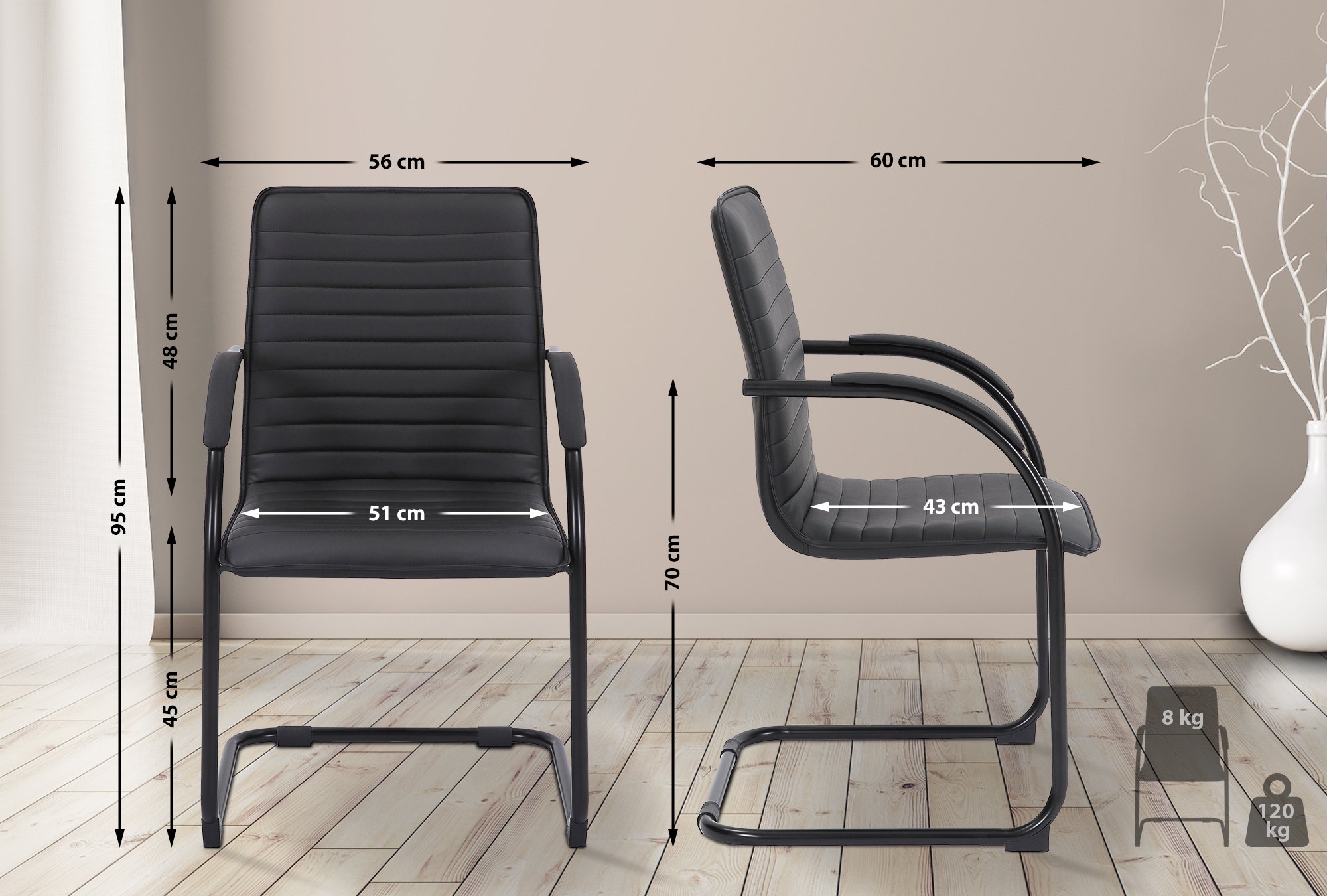 Silla de visita Tira imitación cuero