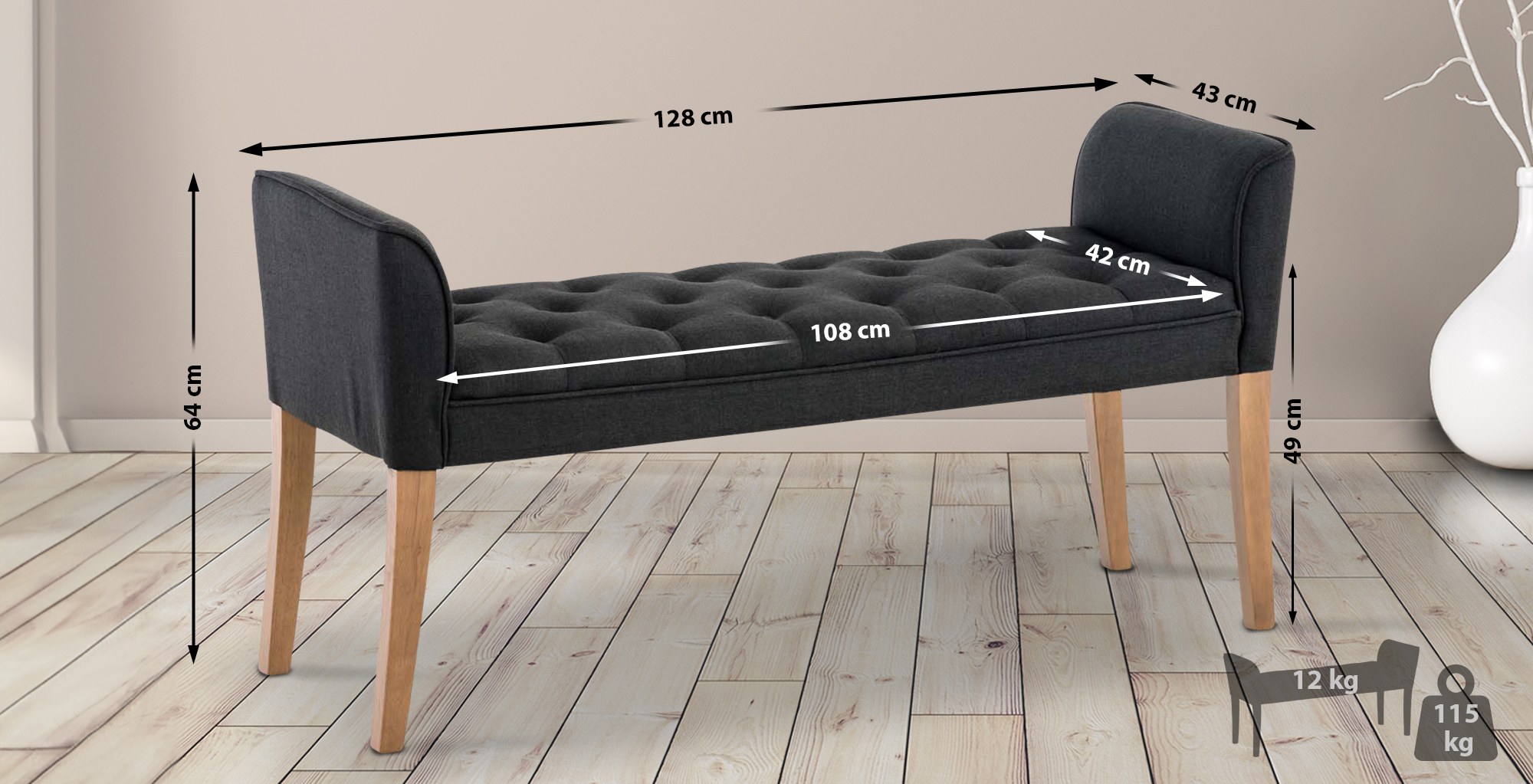 Chaise Longue Cleopatra Tapizado en Tela