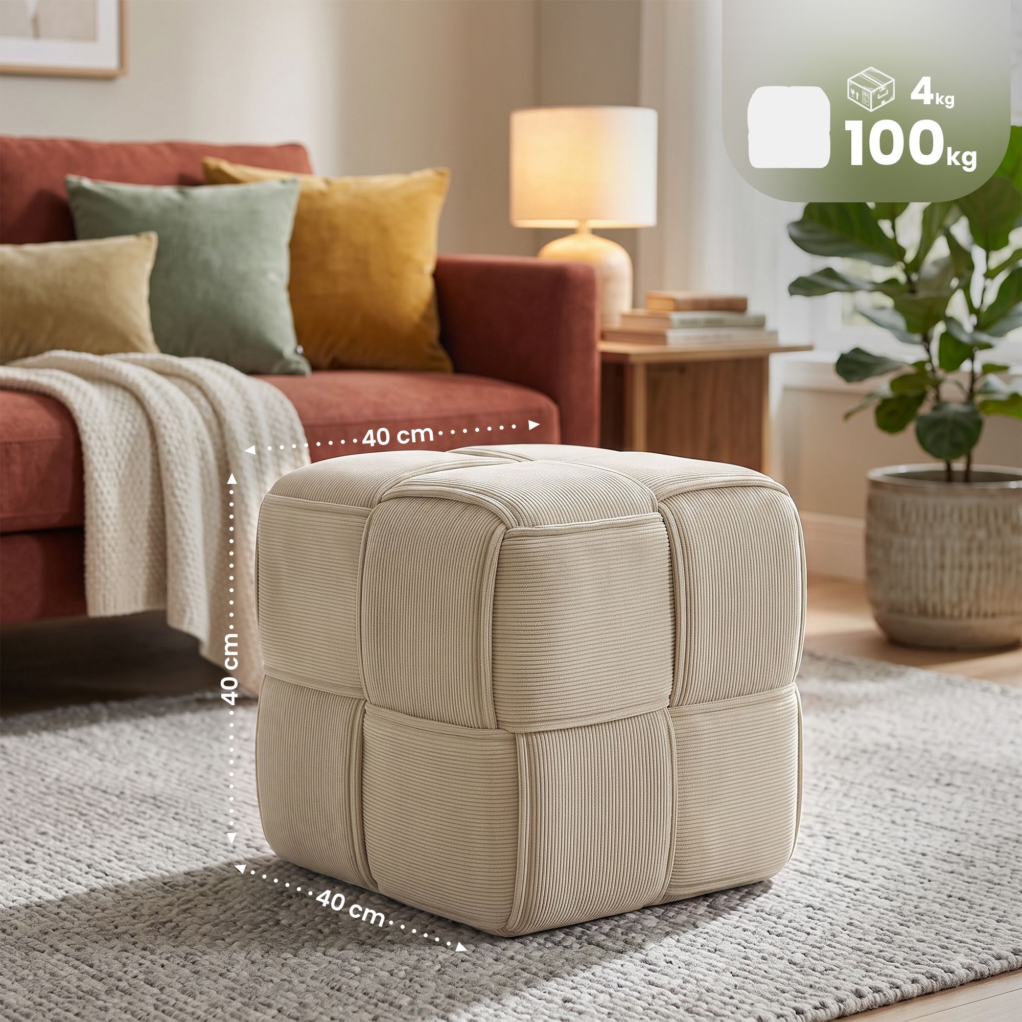 Taburete de pana Forinta elegante y cómodo para cualquier espacio