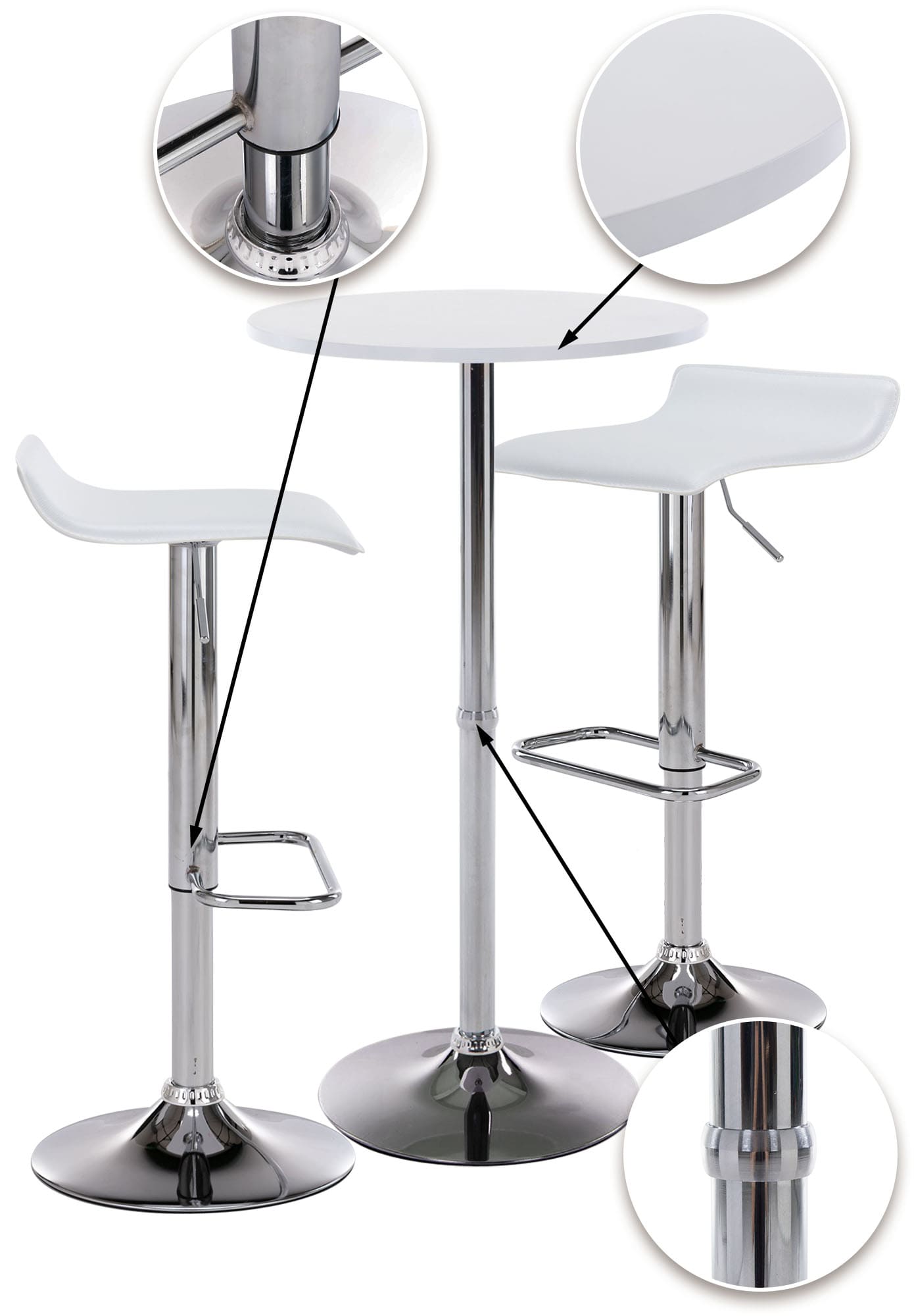 Set de mesa & 2 Taburetes de bar Esberg