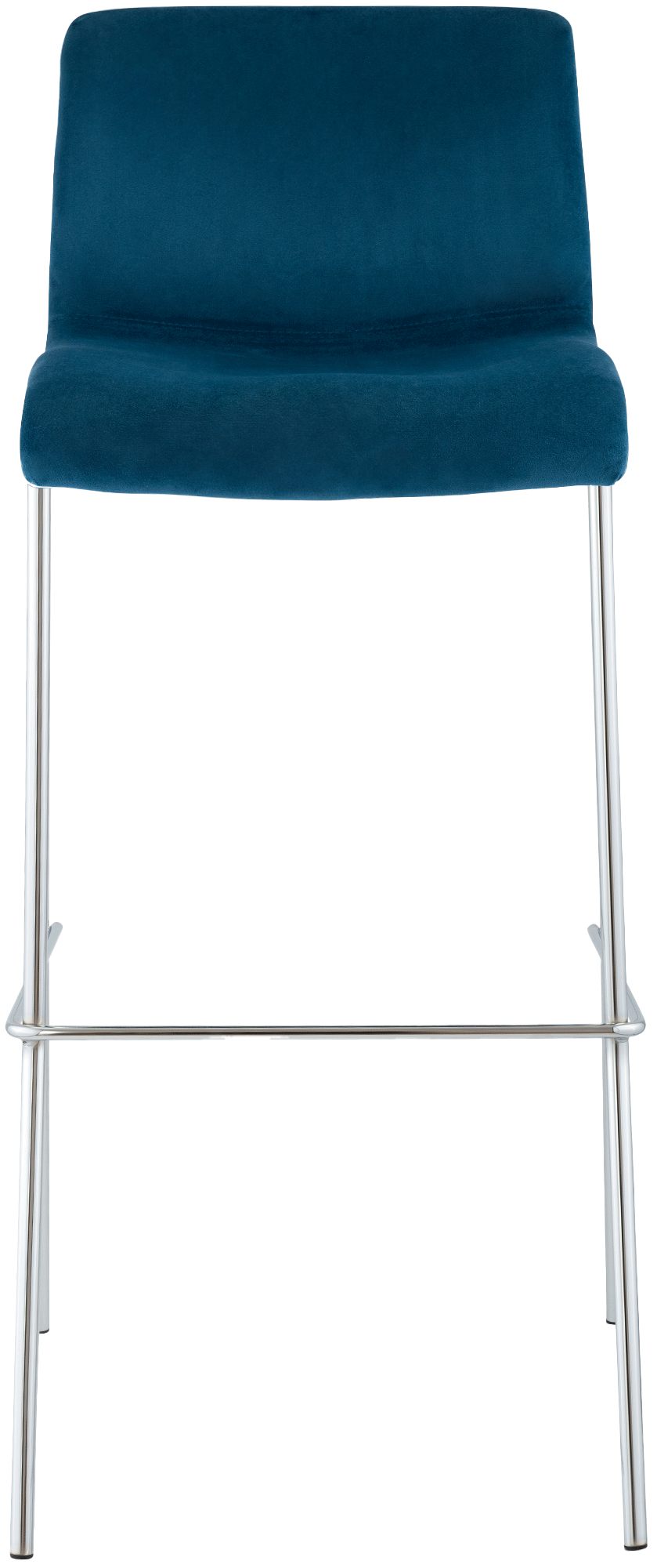 Taburete de barra Hover tapizado en terciopelo con estructura de cuatro patas cromada