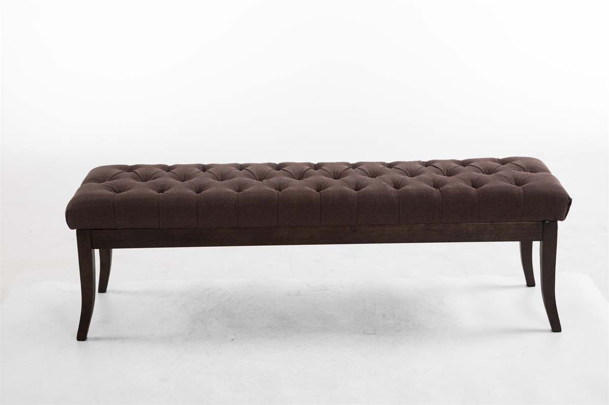 Taburete Recibidor Ramses En Tela & Madera Oscura