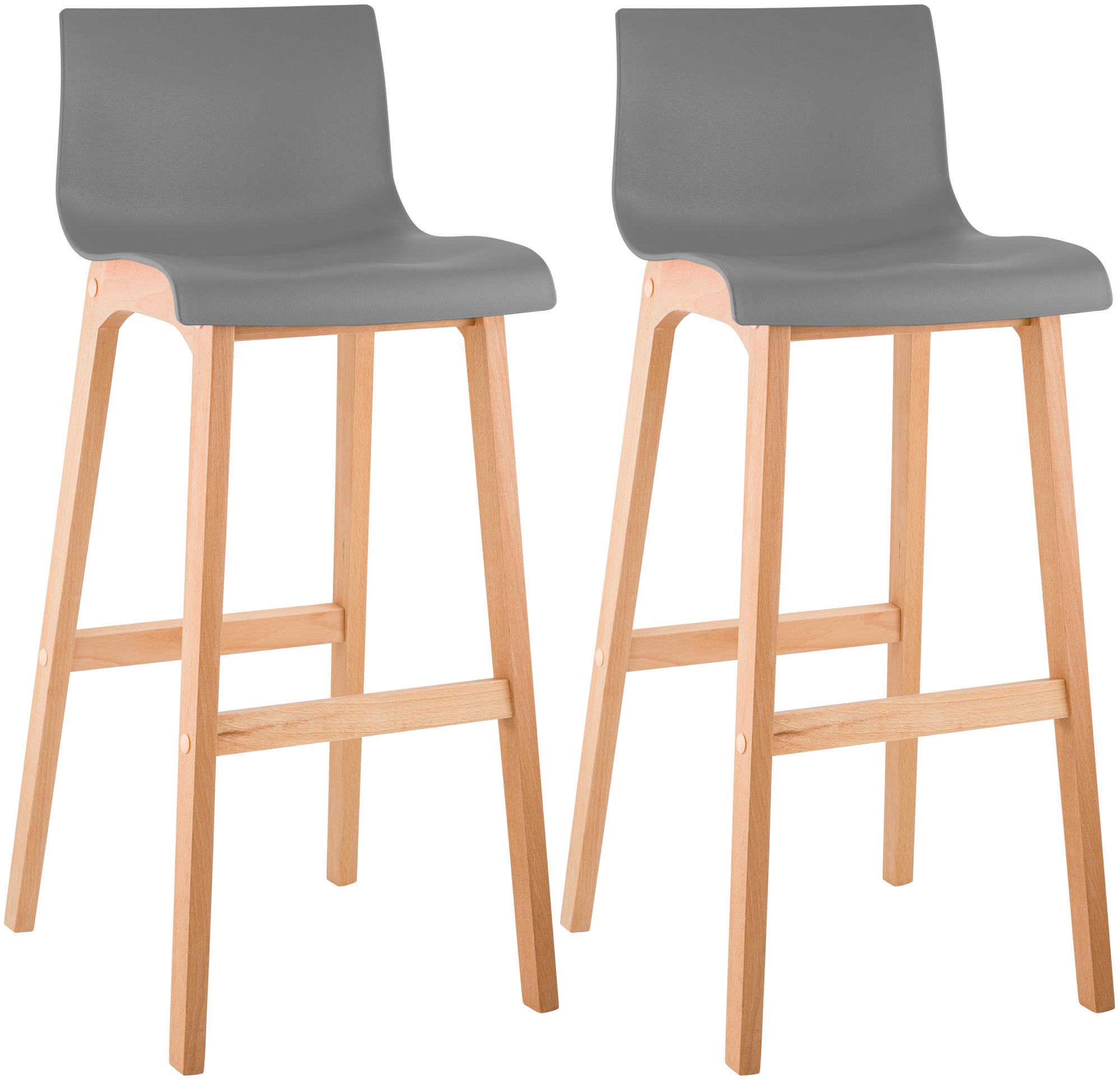 Juego de 2 taburetes de bar Hover Asiento de plástico Base de cuatro patas Natura
