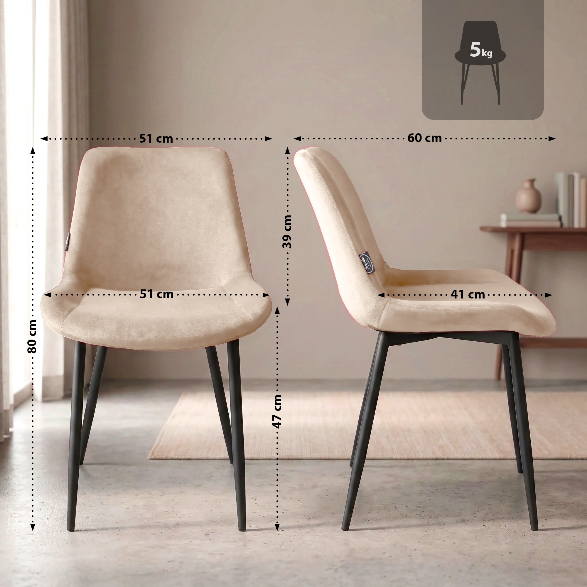 Pack de 4 Sillas de Comedor Victoria de Terciopelo
