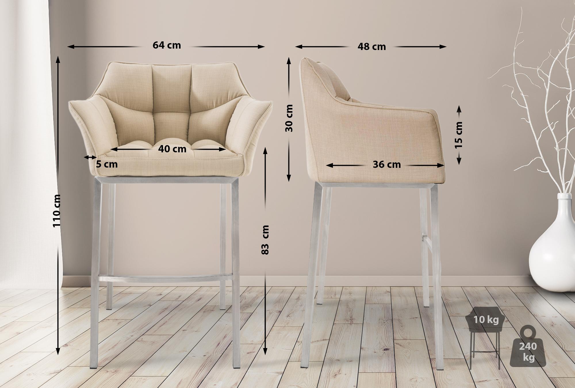 Taburete de Bar Damaso Tela con Base de Cuatro Patas