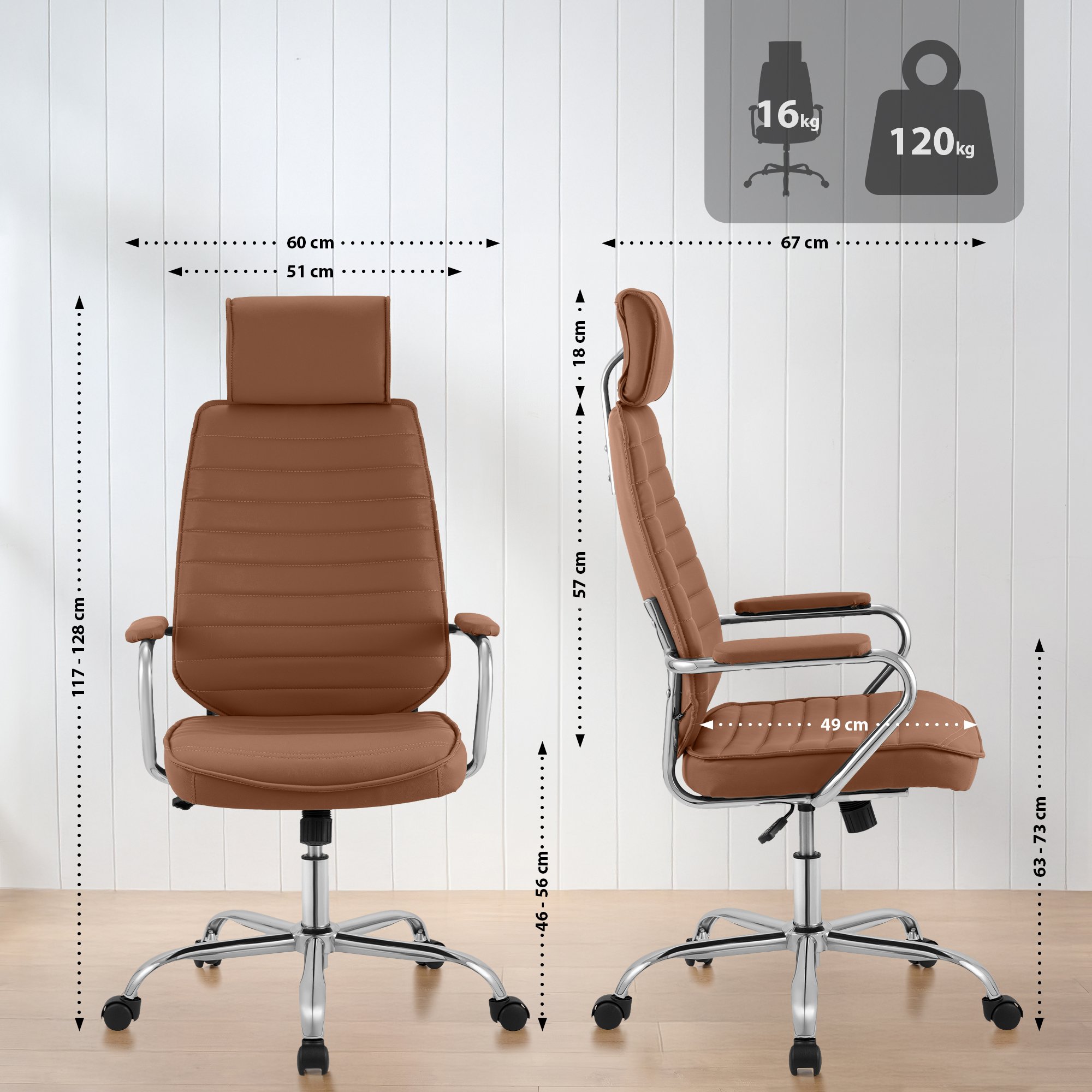 Silla de Oficina Rako de Cuero Sintético