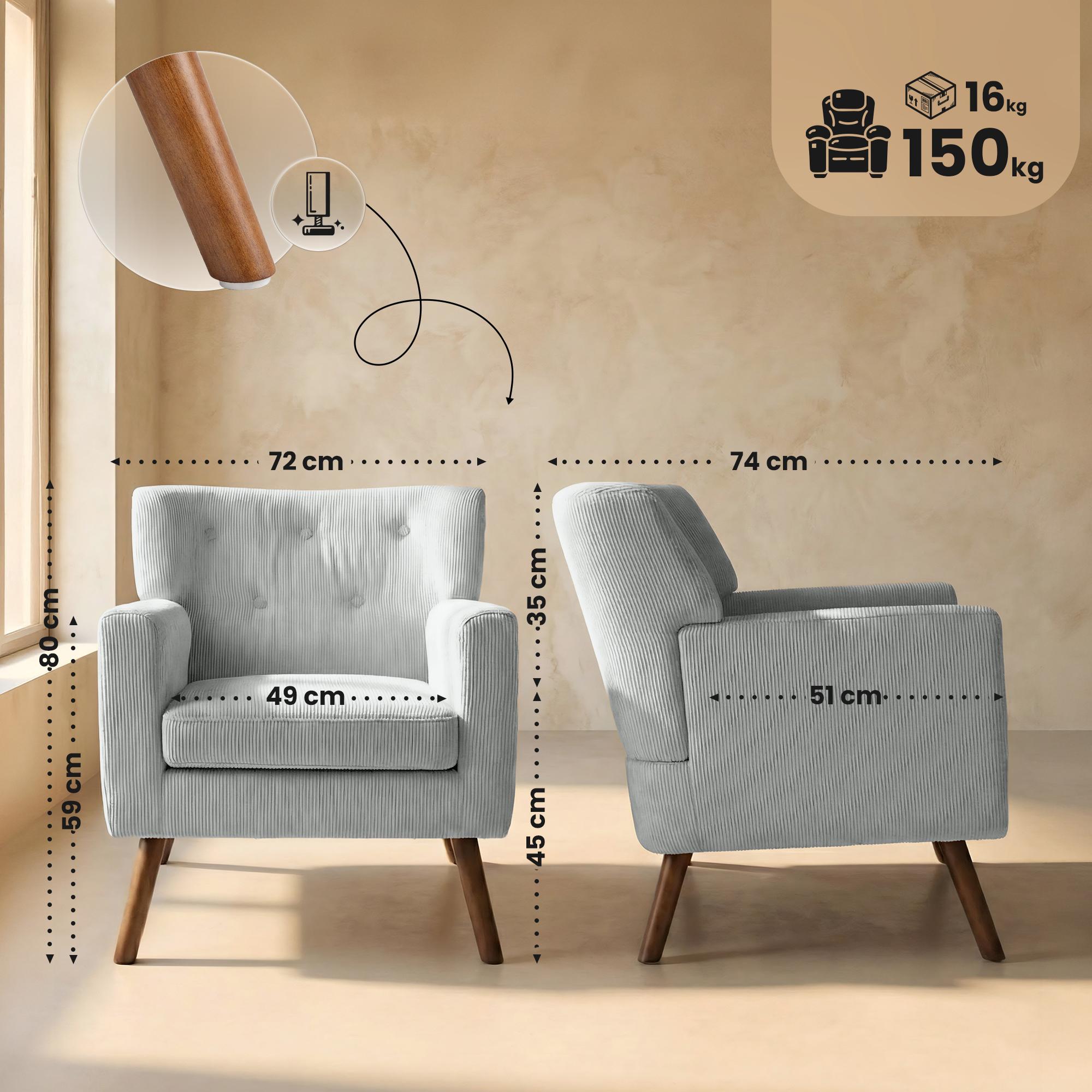 Sillon Kioni tapizado en pana