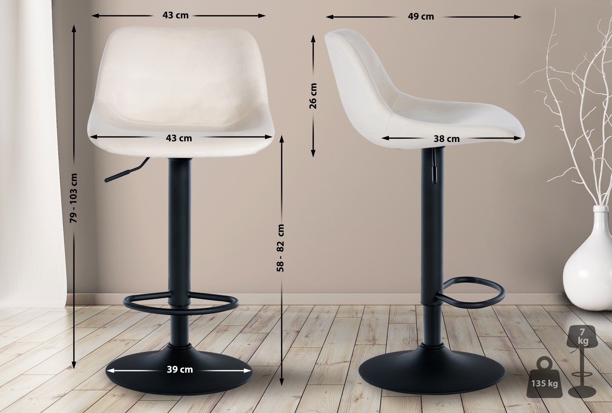 Set de 2 Taburetes de bar Loft