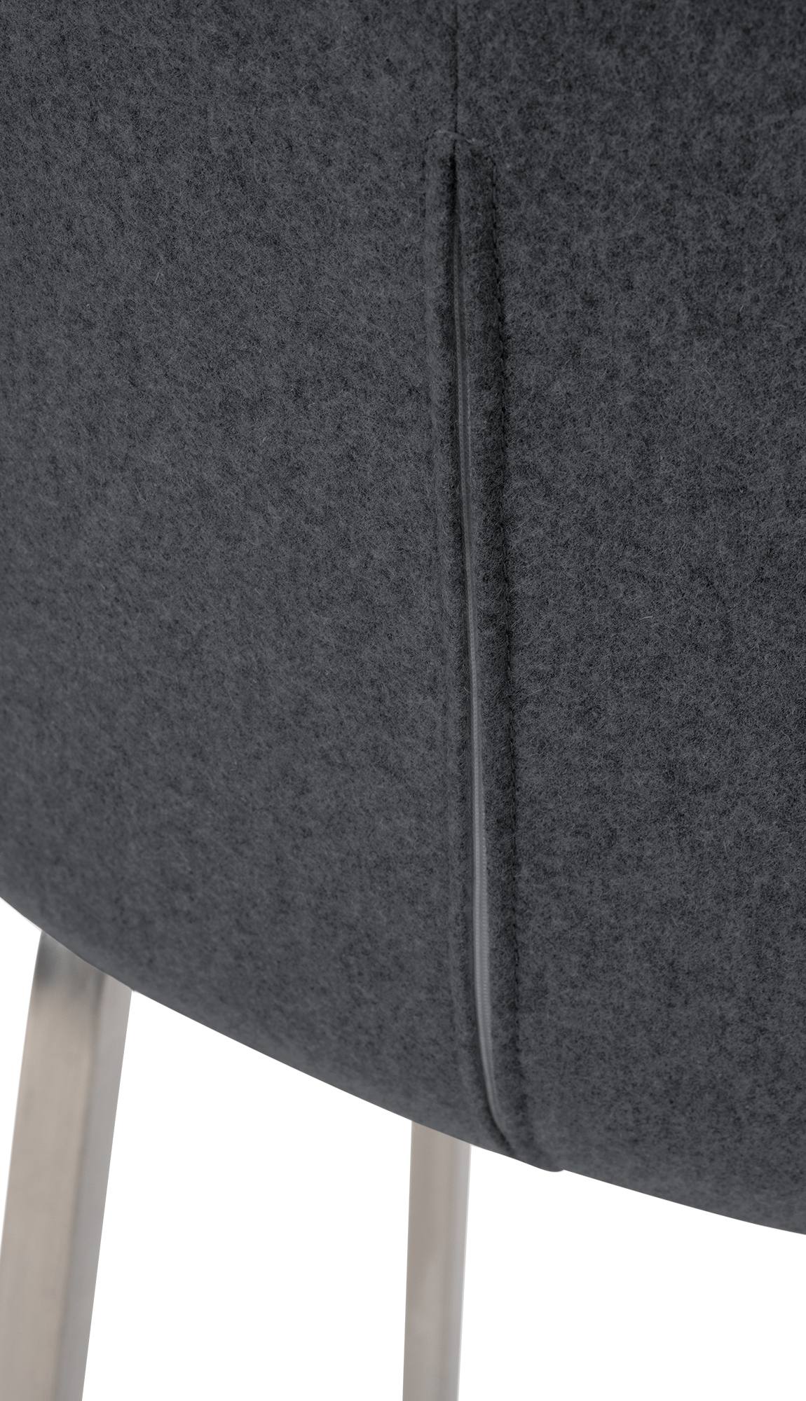Taburete de bar Monea en fieltro & base de 4 patas
