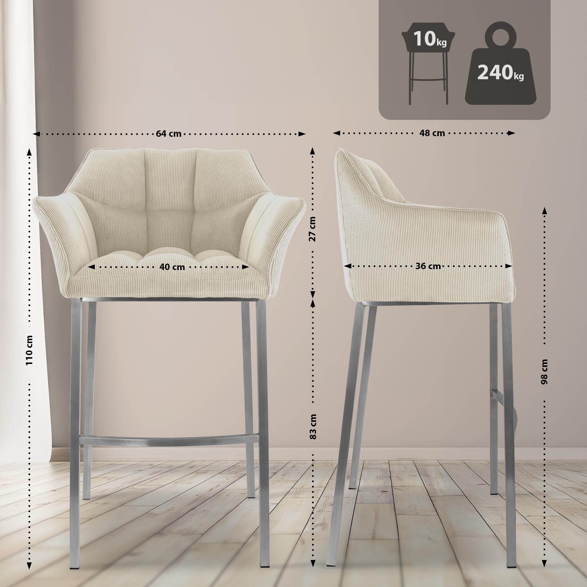 Taburete de bar Damaso Cord con base de cuatro patas