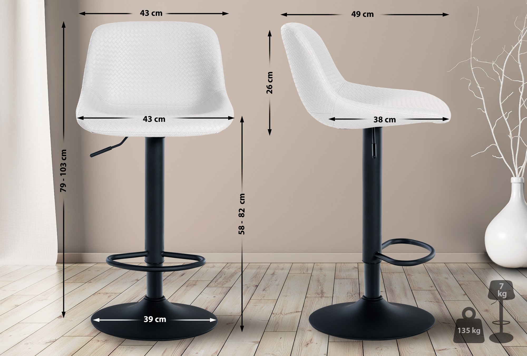 Set de 2 Taburetes de bar Loft