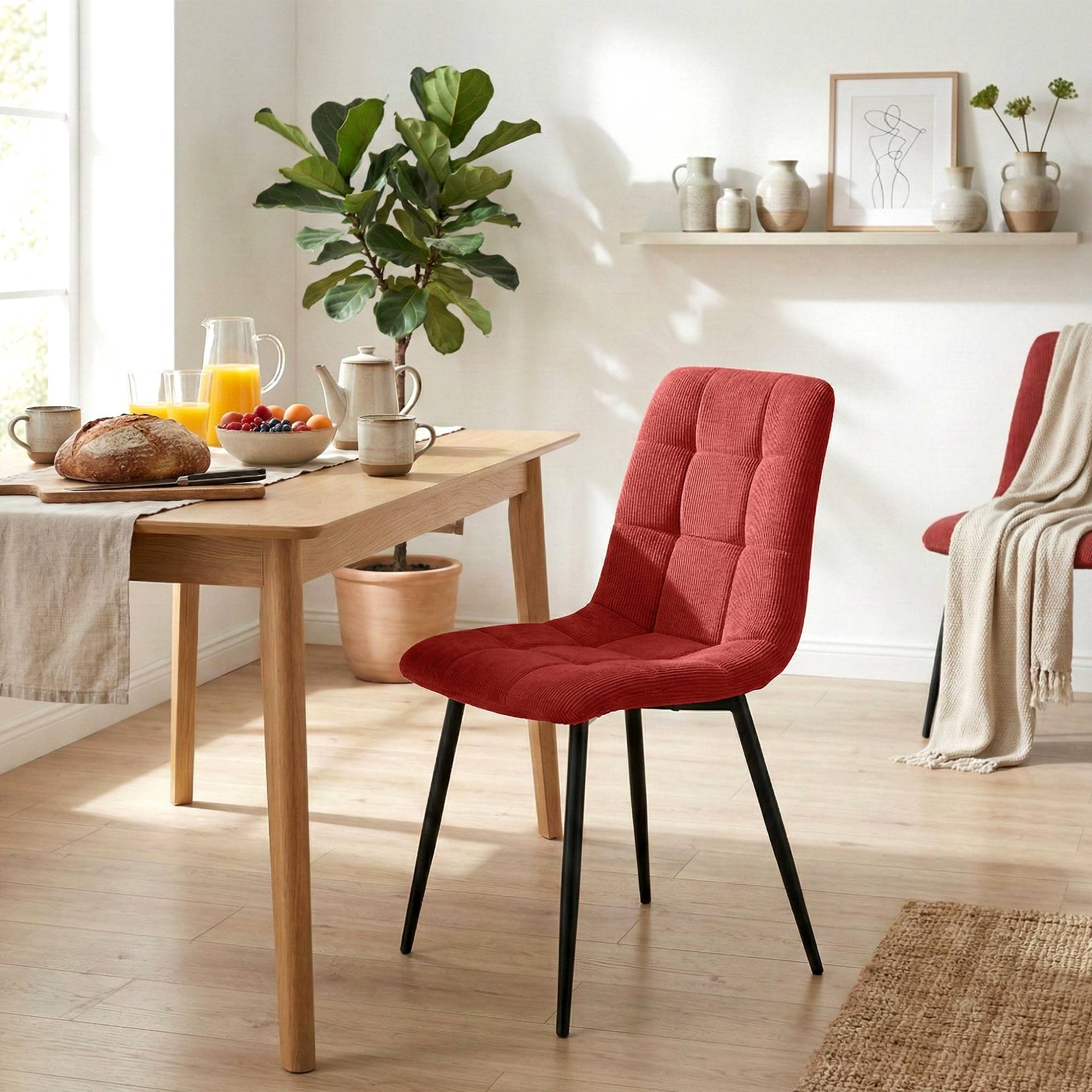 Set de 2 sillas de comedor Antibes de pana