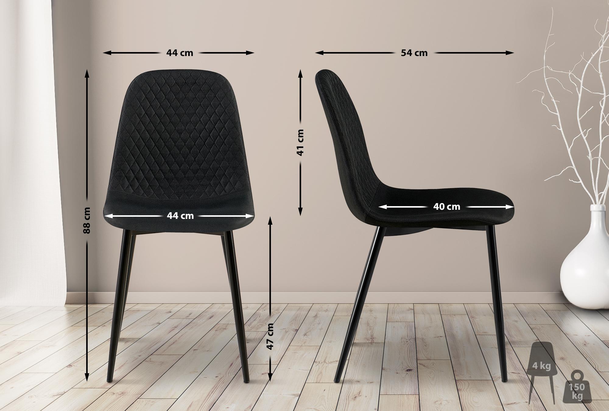 Set de 4 sillas de comedor Giverny en tela o terciopelo