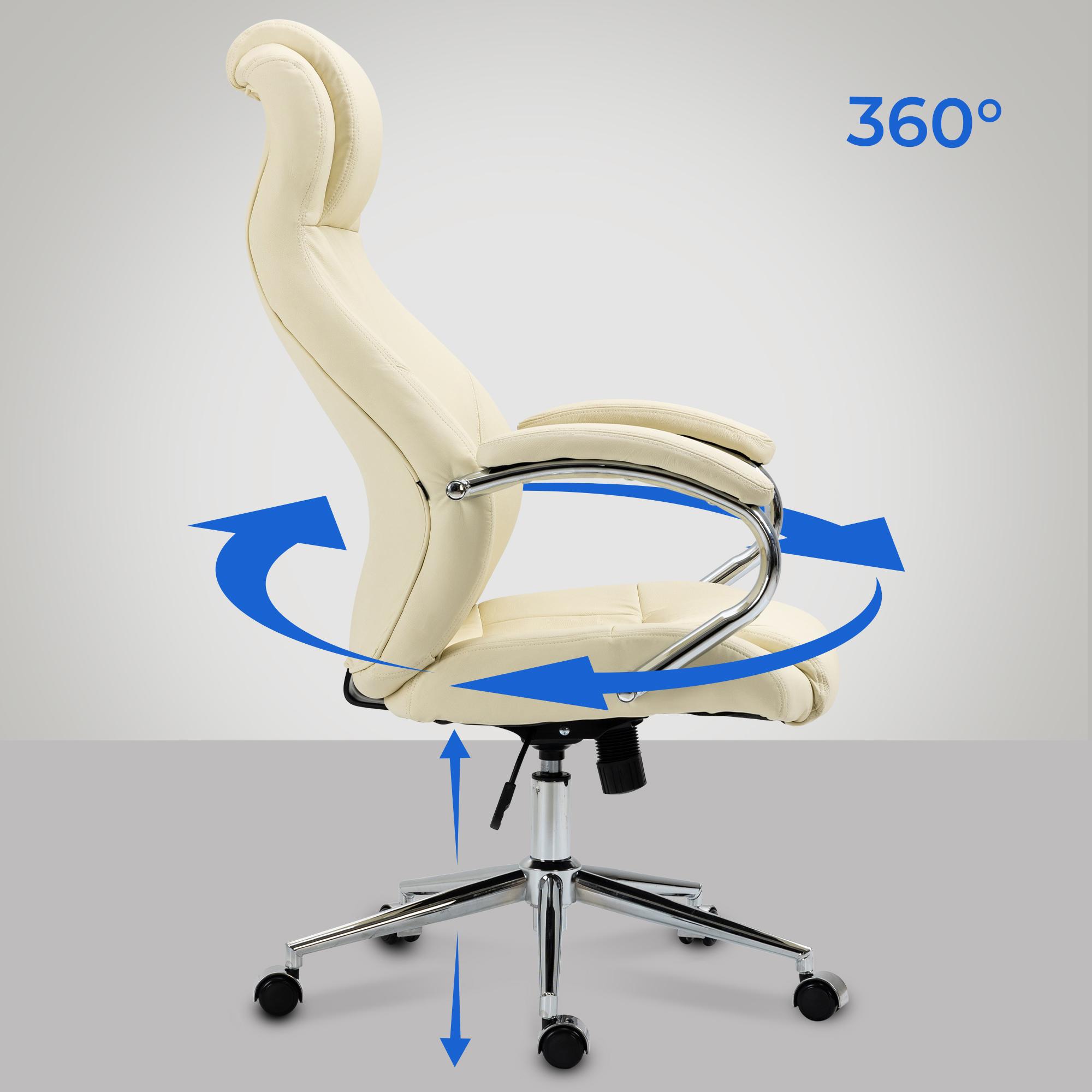 Silla de oficina Salford de cuero auténtico
