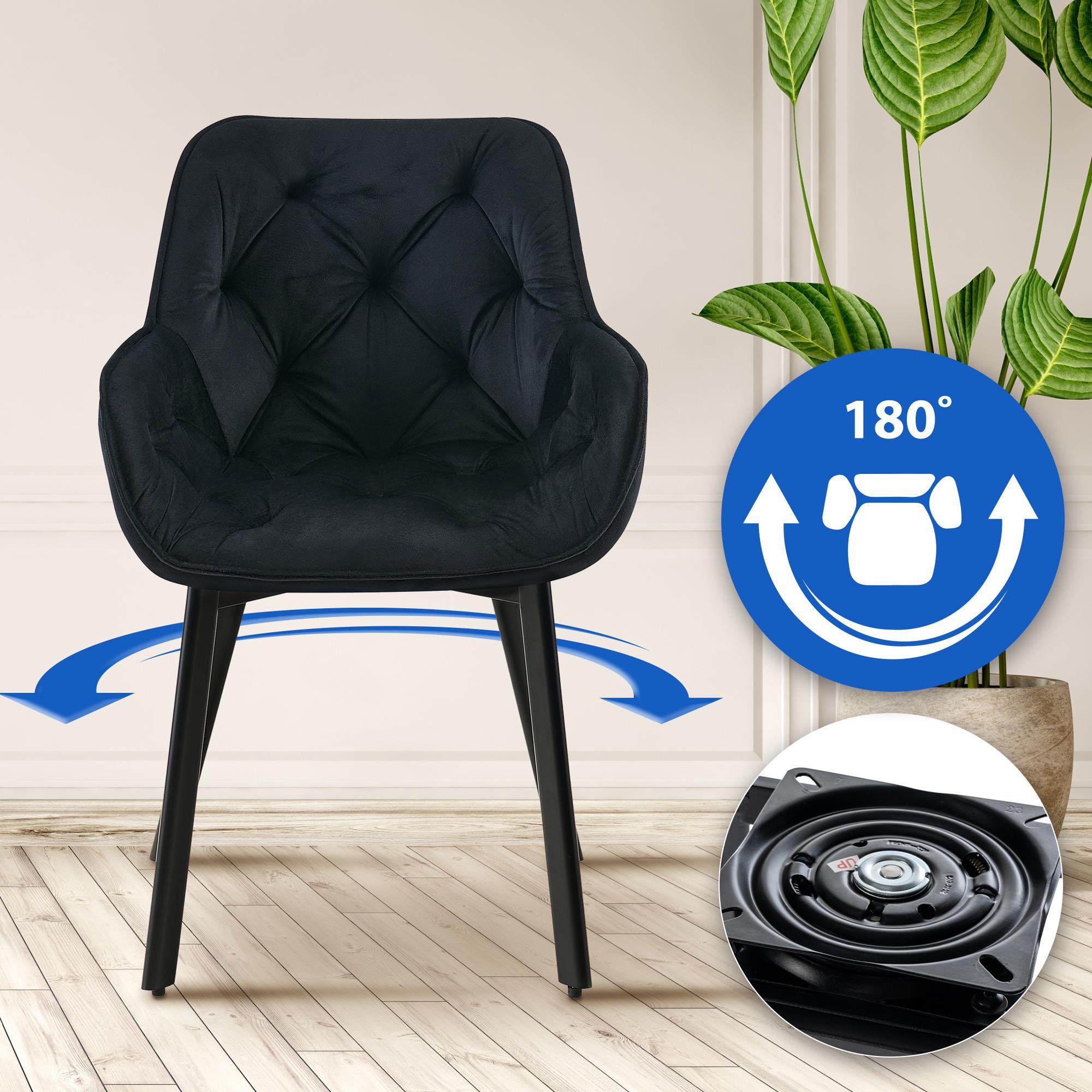Juego de 2 Sillas de Comedor Antigo Giratorias de Terciopelo