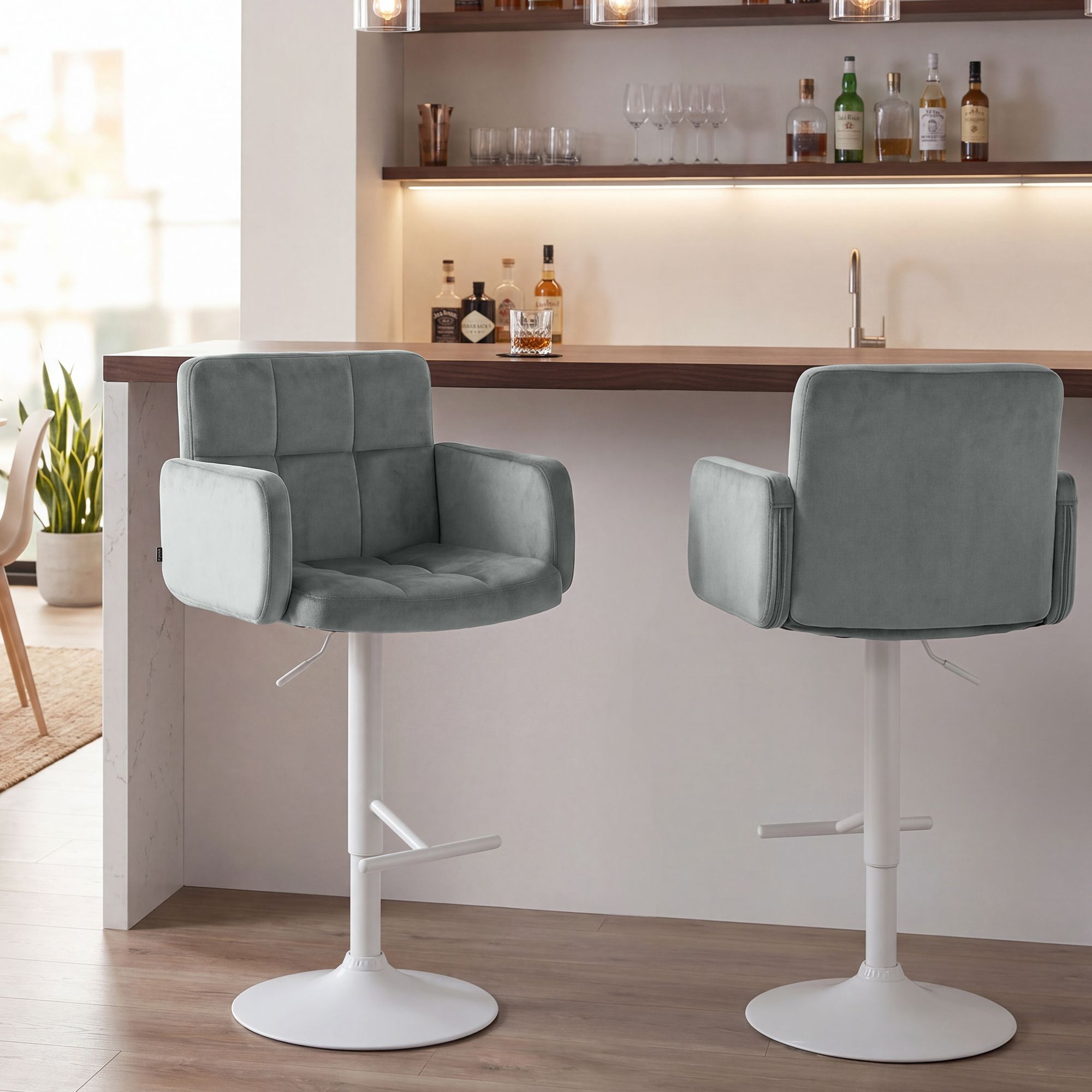 Lote de 2 taburetes de bar Los Angeles terciopelo