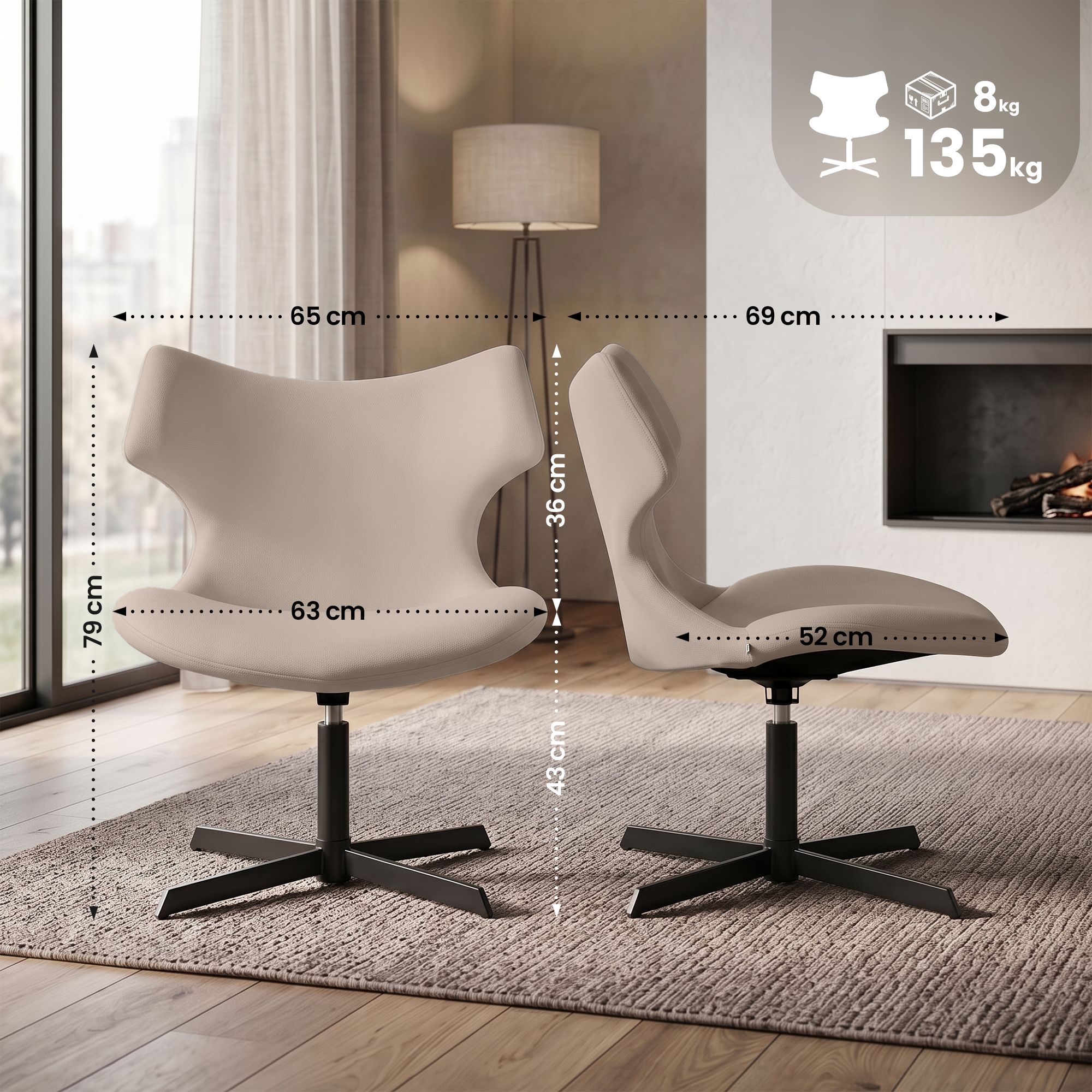 Set de 2 sillas lounge Welland de polipiel