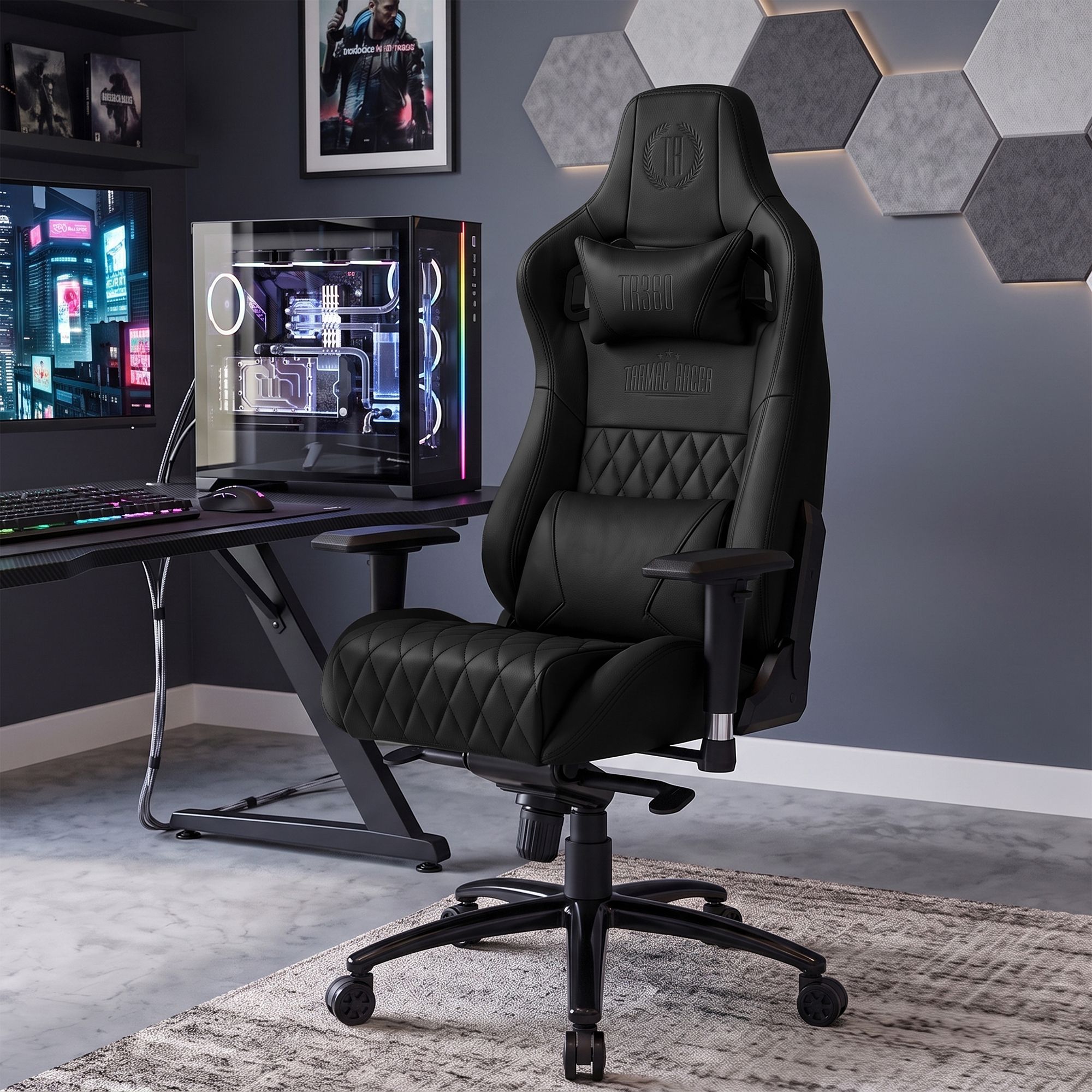 Silla de oficina Keren de cuero genuino