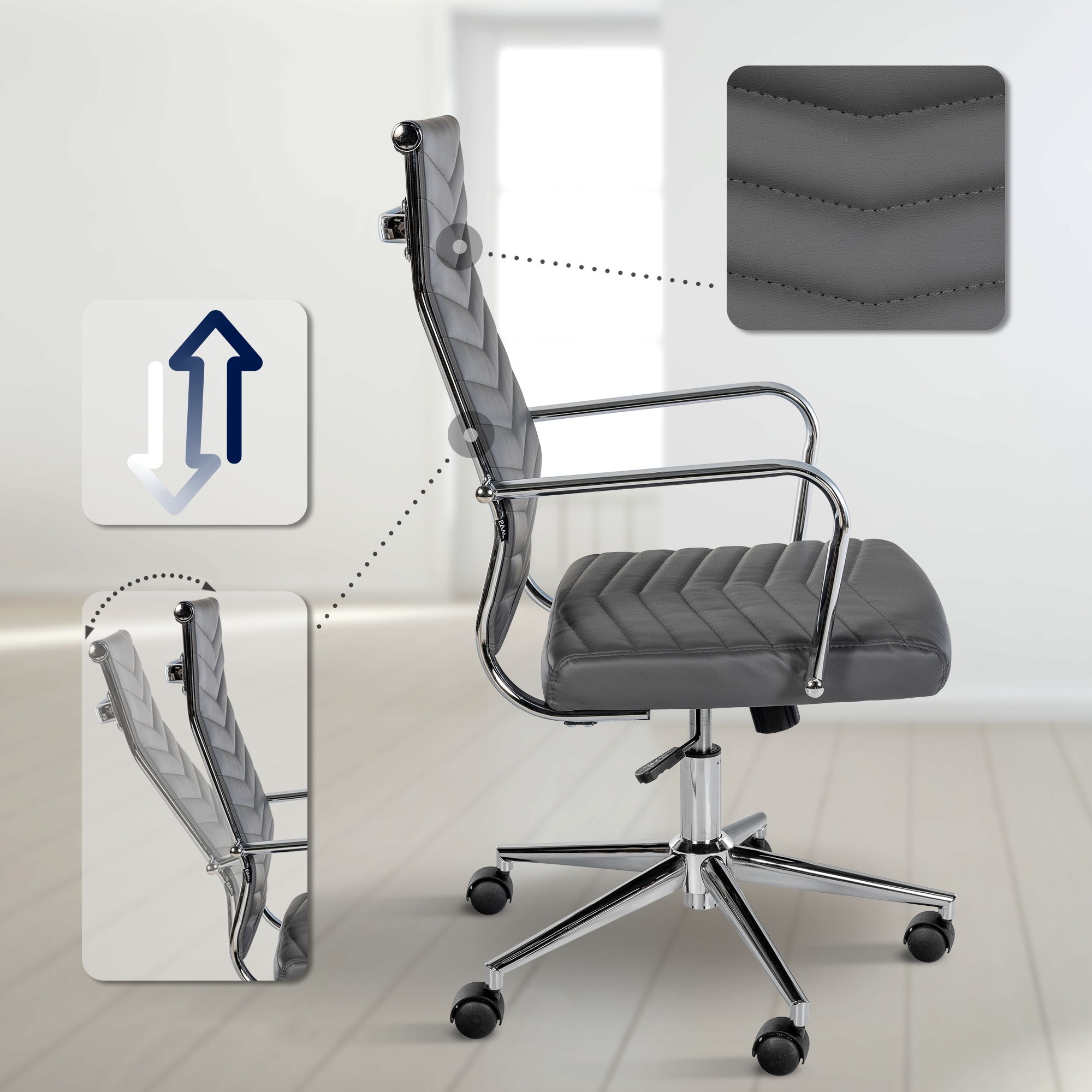 Silla de oficina de piel sintética Canby