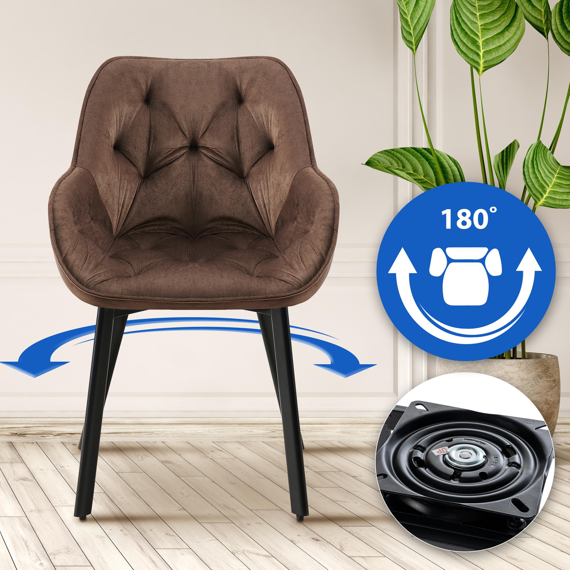 Juego de 2 Sillas de Comedor Antigo Giratorias de Terciopelo