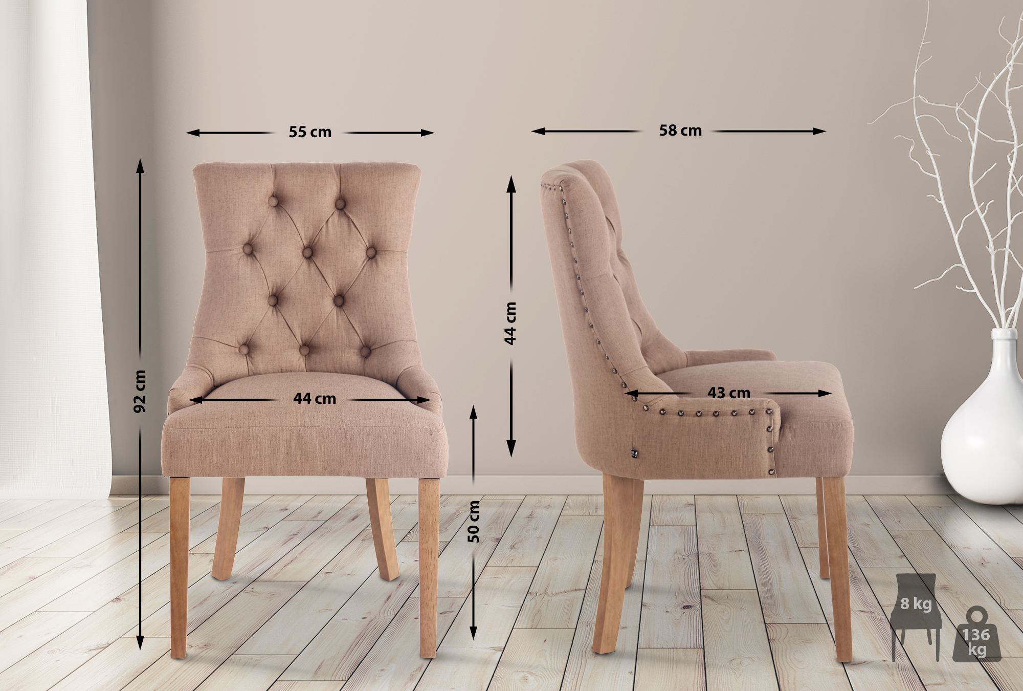 Set De 2 Sillas De Comedor Aberdeen