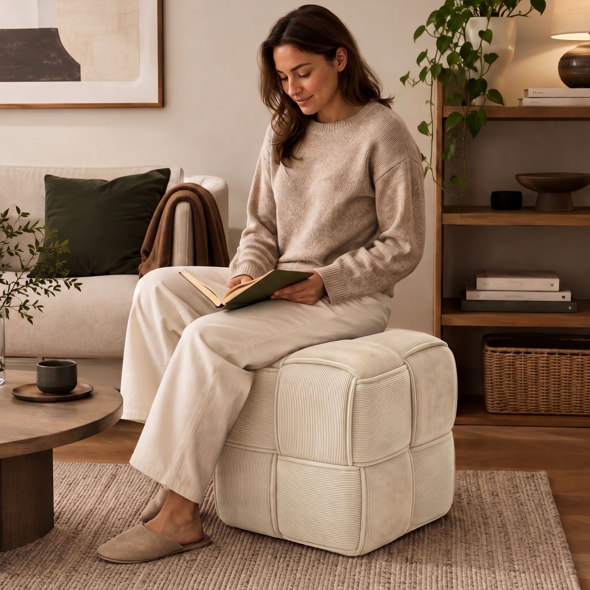 Taburete de pana Forinta elegante y cómodo para cualquier espacio