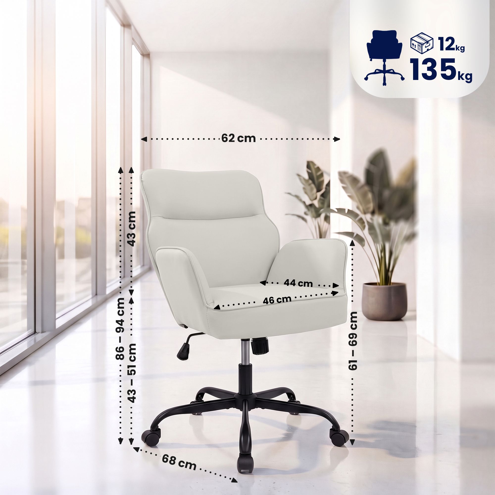 Silla de oficina Amado en piel sintética