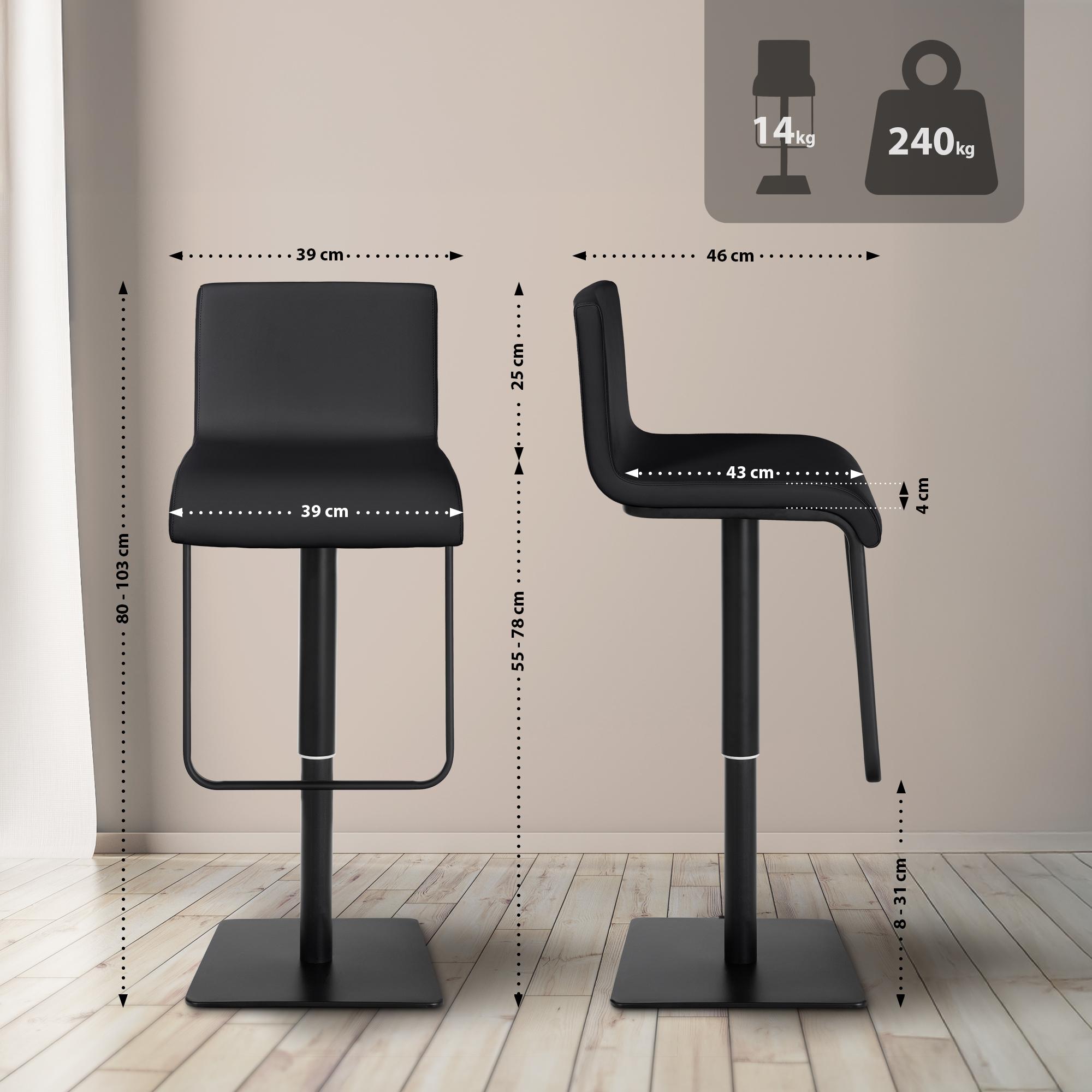 Juego de 2 taburetes de bar Limon con funda de cuero sintético