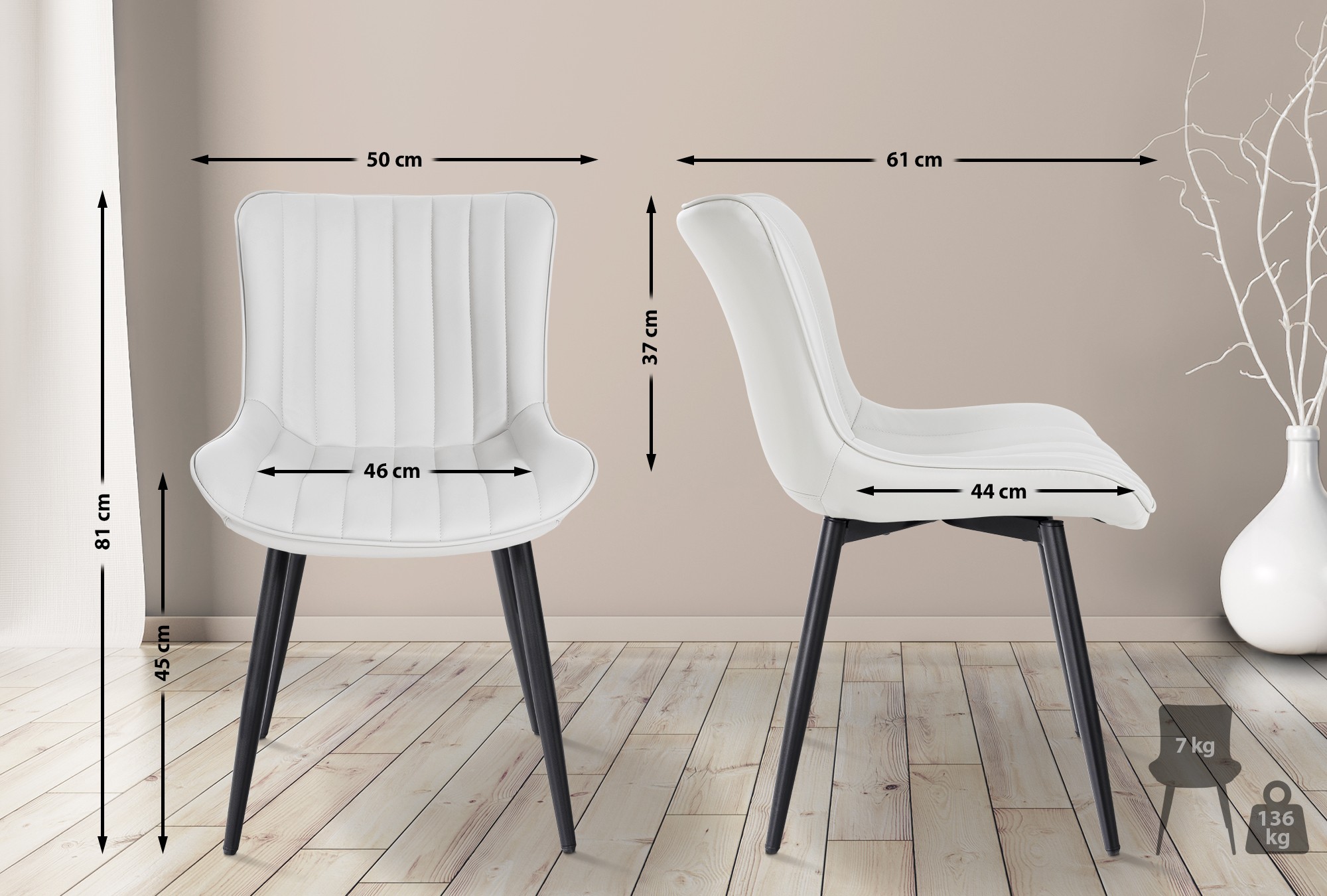 Set De 2 Sillas de comedor Largo en terciopelo o polipiel