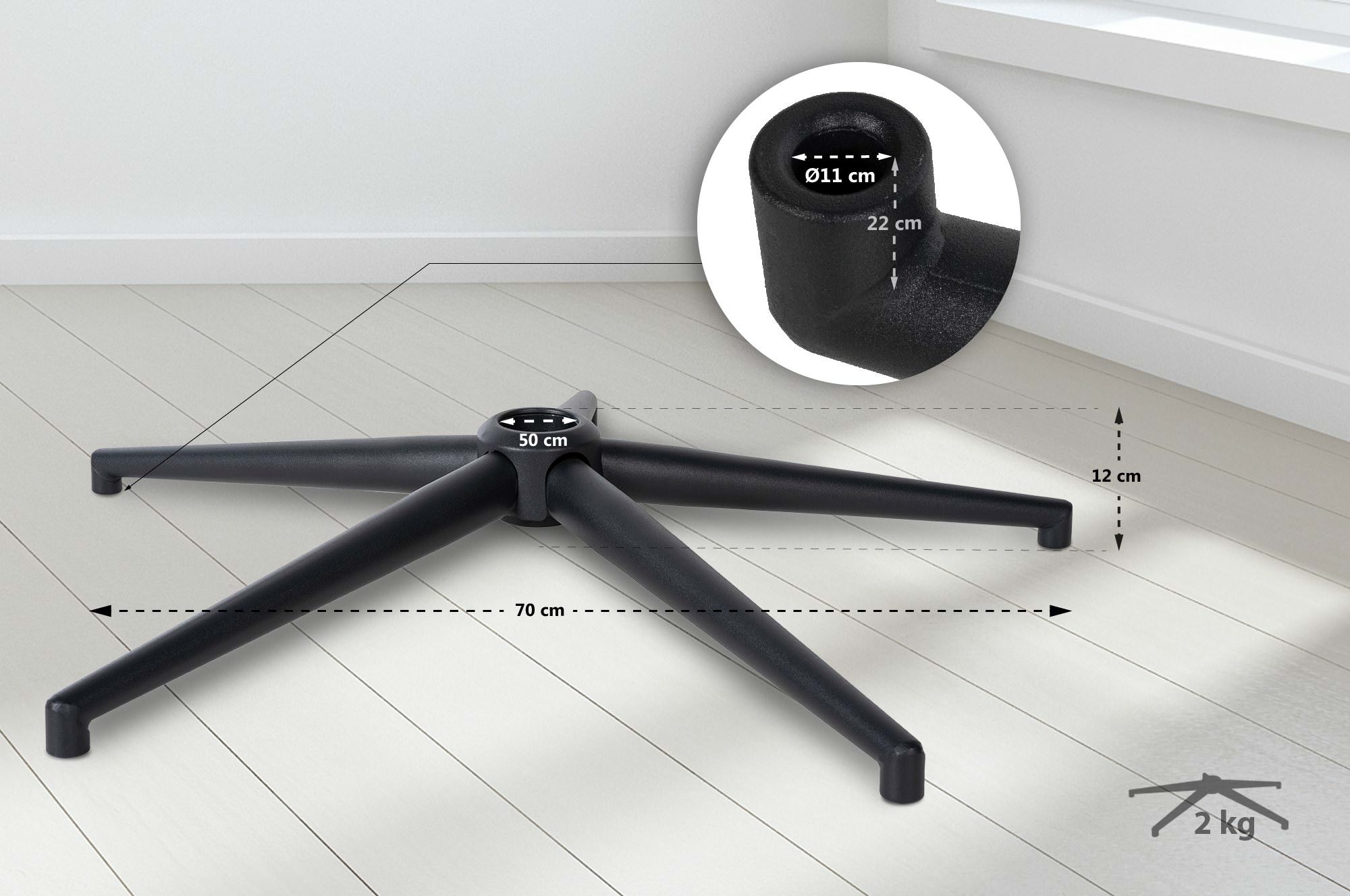 Base Cross Square Para Silla De Oficina Negro