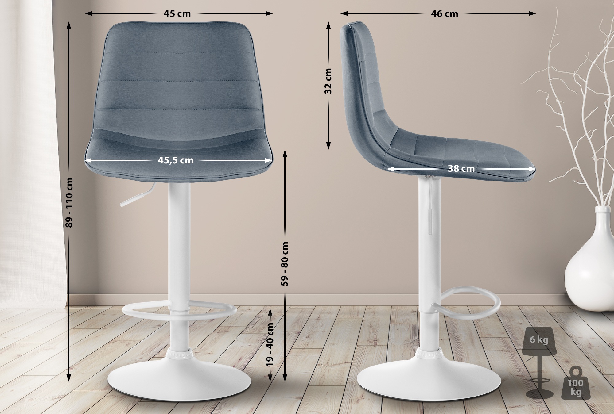 Taburete de bar Lex en piel sintética